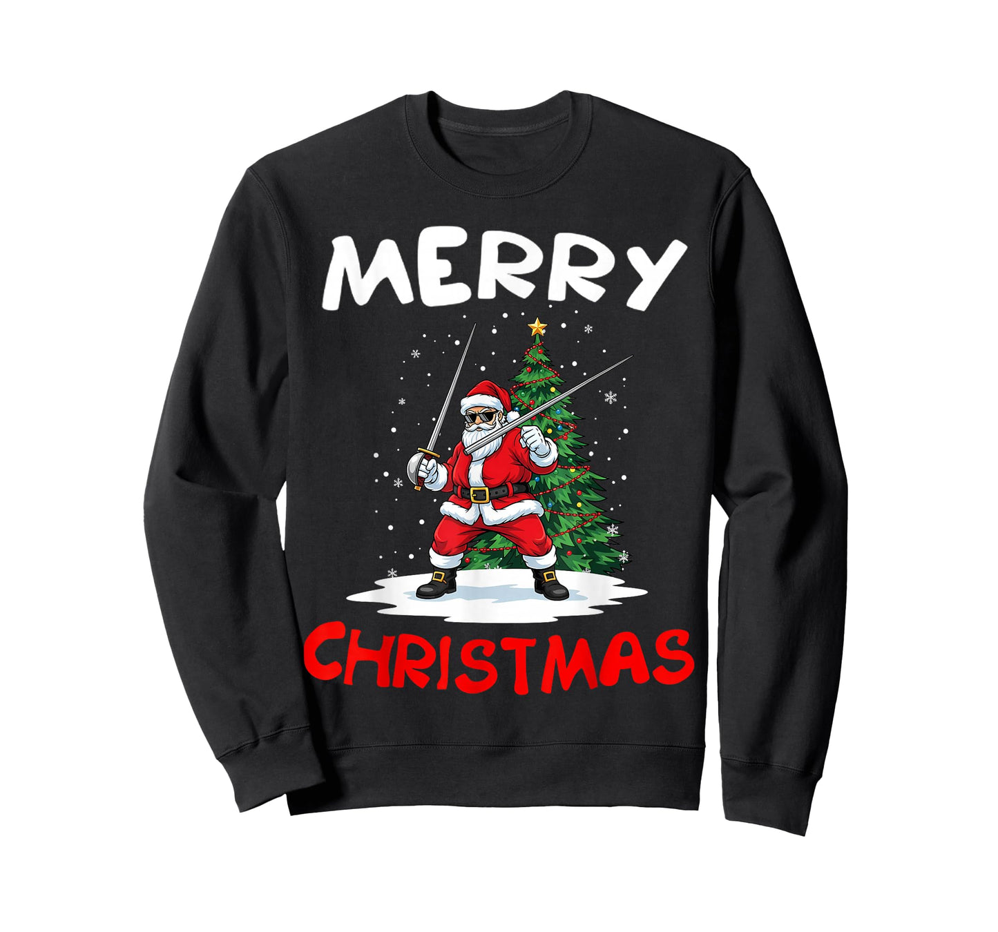 Merry Christmas Santa Playing Fencing Lover T-Shirt