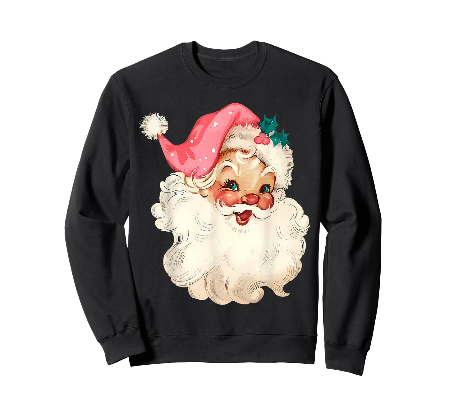 Santa Claus Pink Christmas Face Old Xmas Vintage Pink Santa T-Shirt