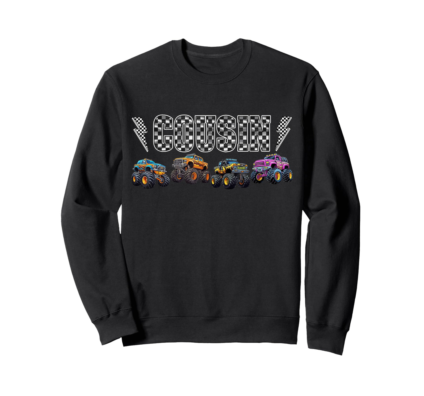 Cousin Retro Monster Truck Family Crew Birthday Matching T-Shirt