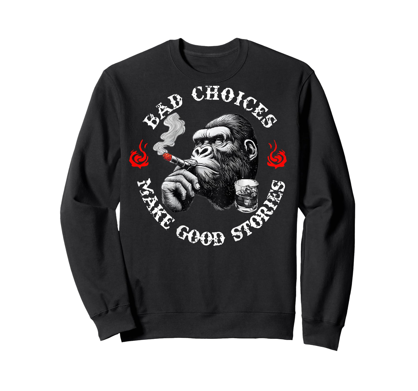 Bad Choices Make Good Stories Funny Monkey (On Back) T-Shirt