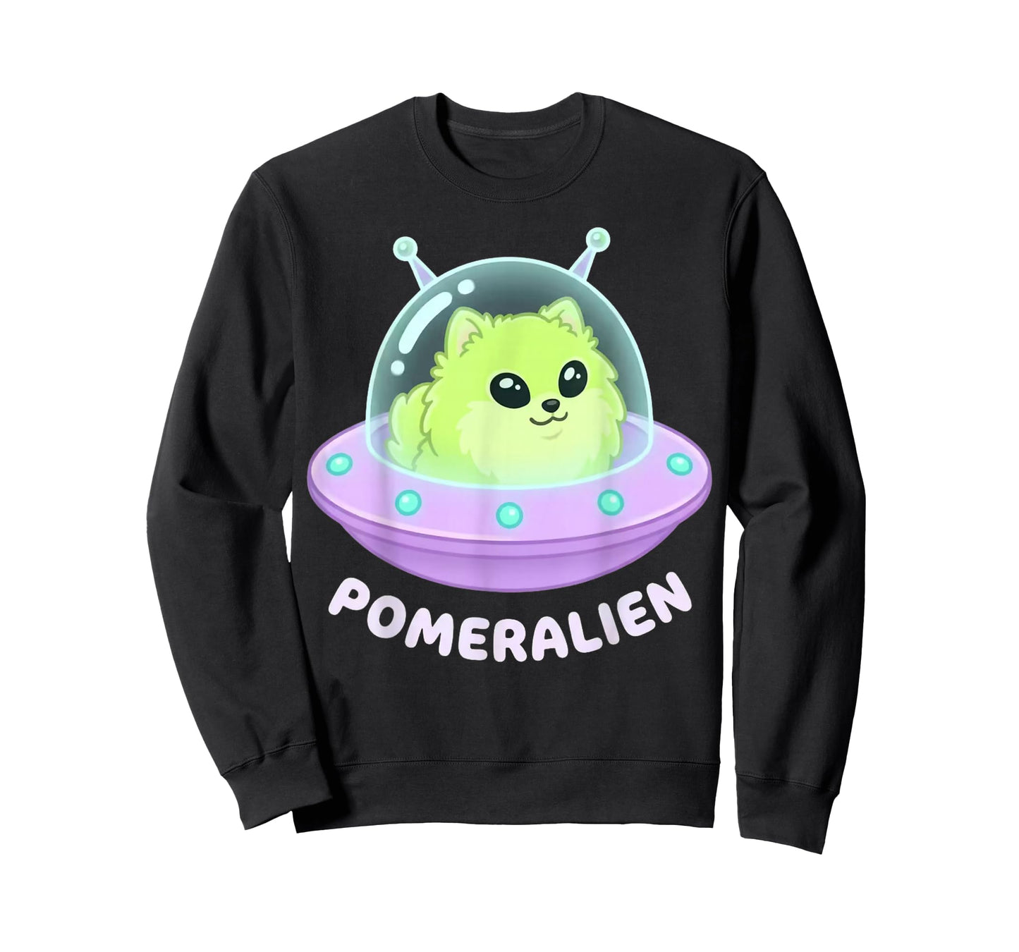 Pomeralien Cute Pomeranian Alien Spaceship Cartoon Art T-Shirt