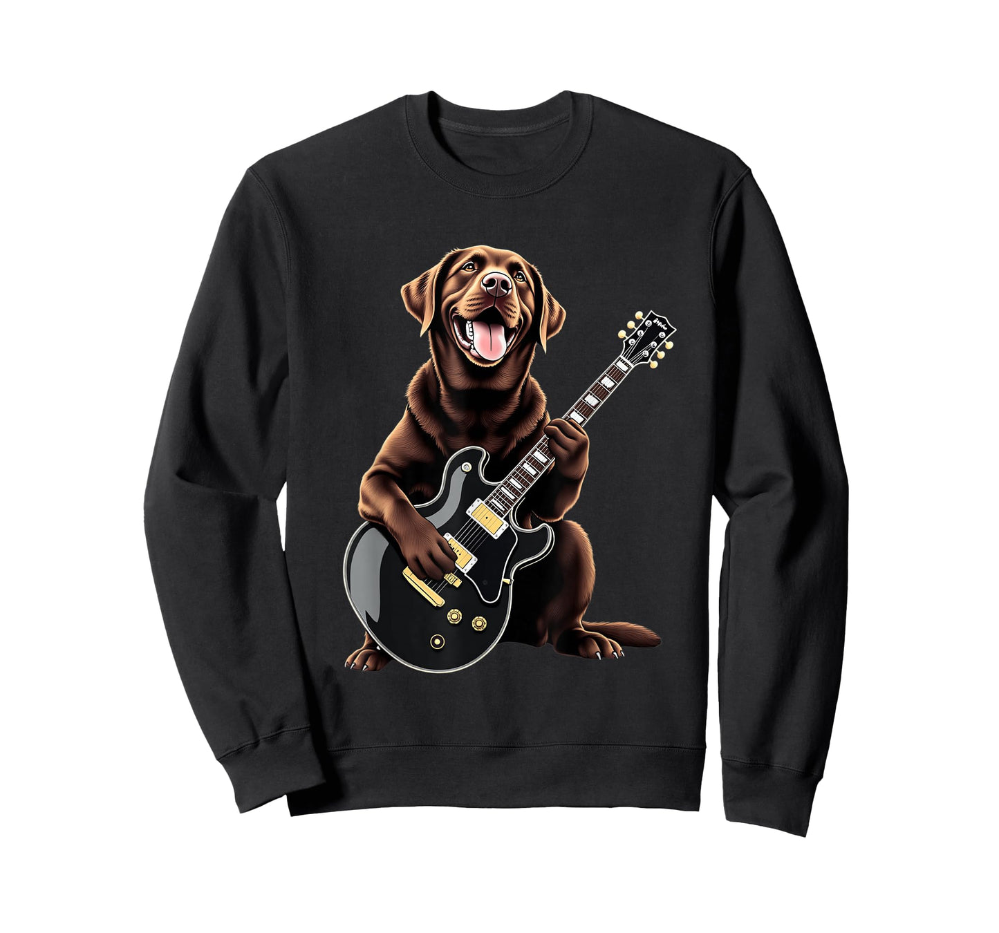 Funny Chocolate Labrador Playing Guitar Design Music Lovers T-Shirt
