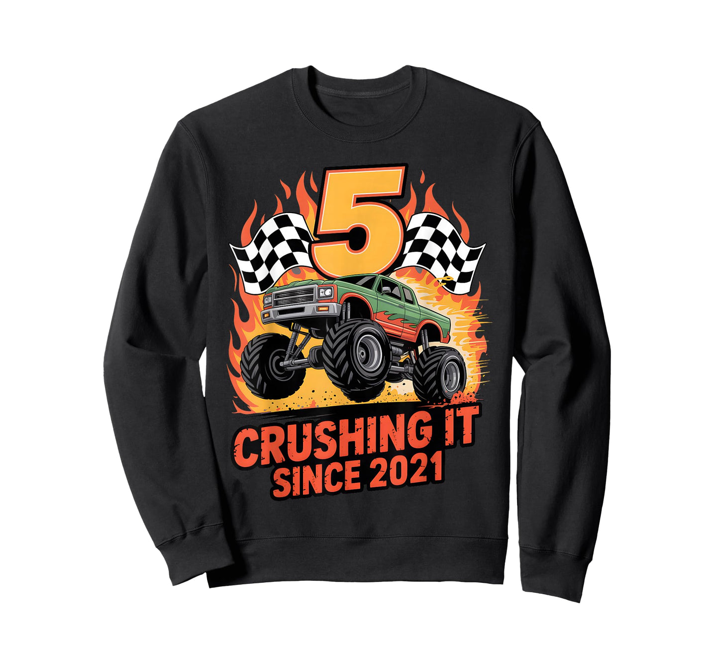 Crushing It Since 2021 Monster Truck 5 Year Old Birthday Boy T-Shirt