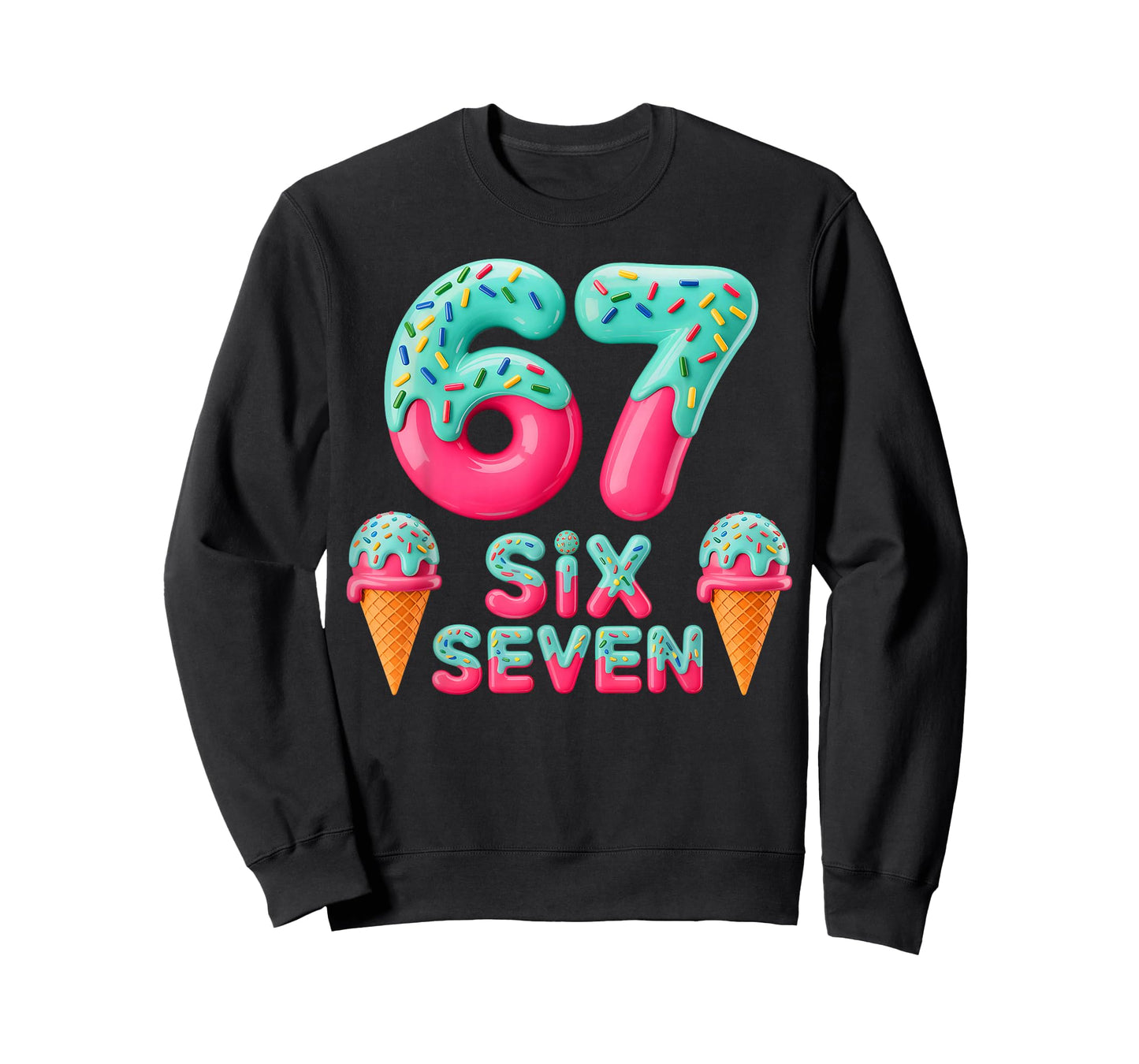 67 Ice Cream Drip Meme Funny Six Seven Gen Alpha Slang T-Shirt