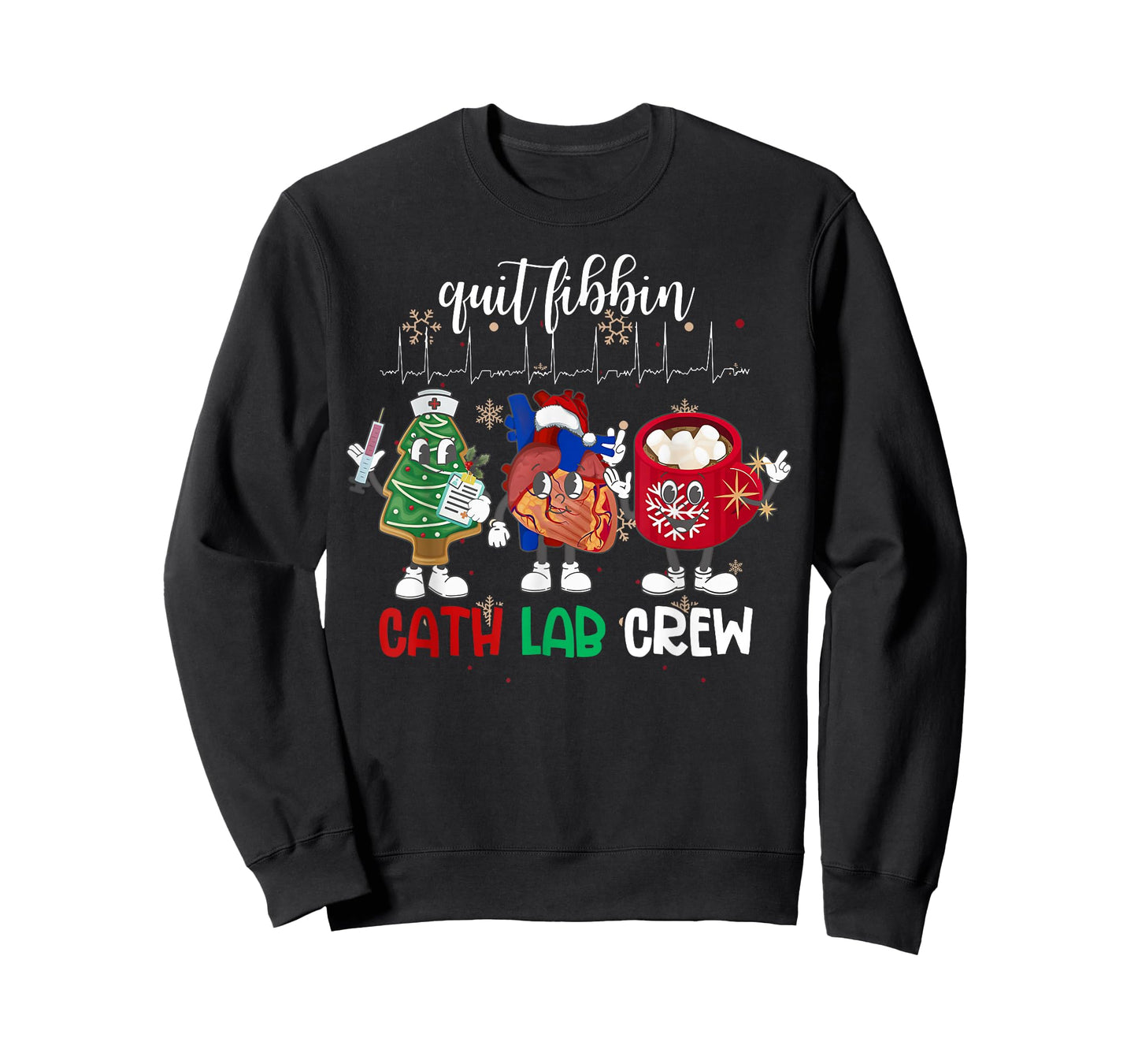 Cath Lab Christmas Crew Cardiology Nurse Echocardiography T-Shirt