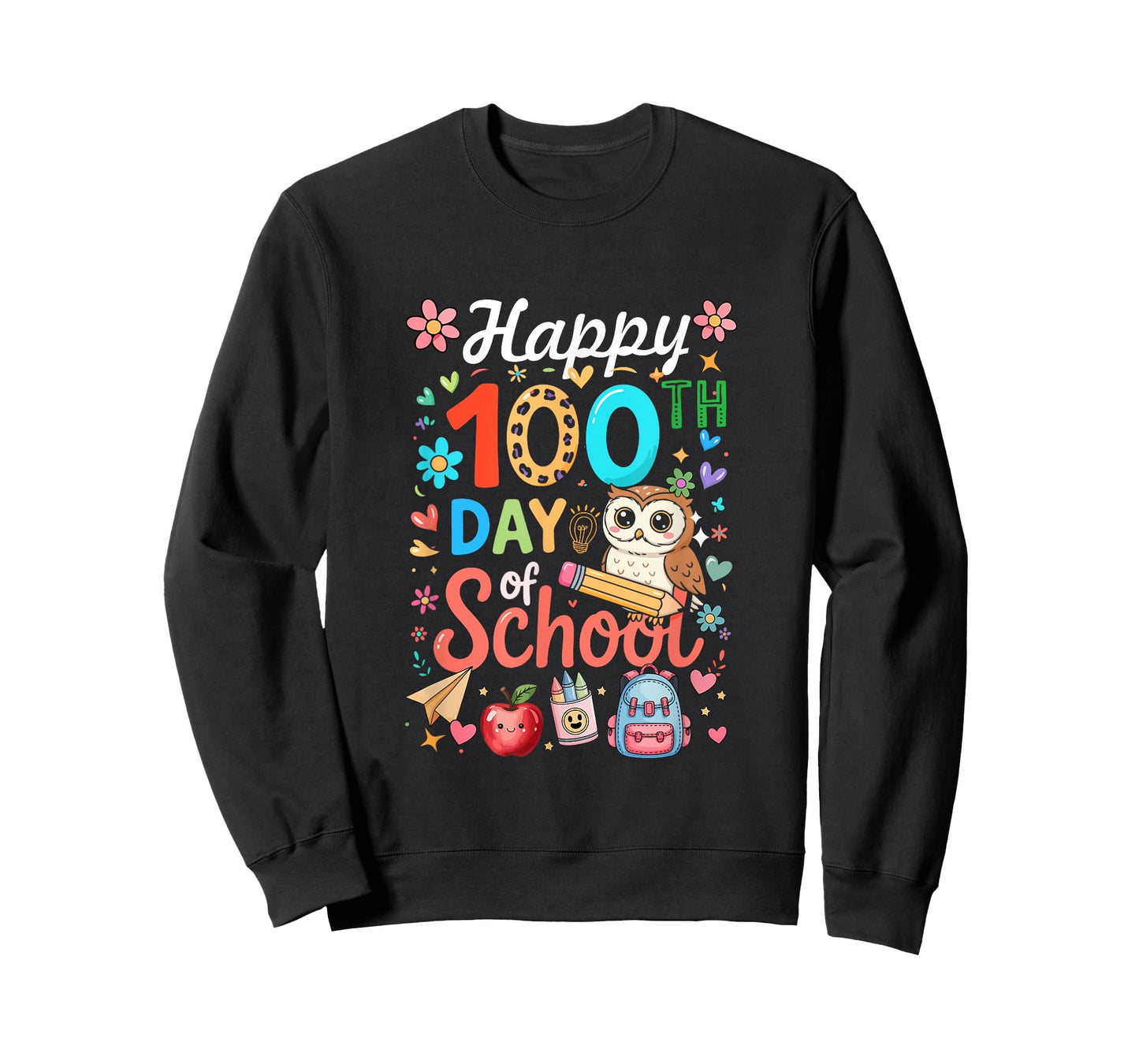 Happy 100th Day of School Colorful Owl Students Teacher T-Shirt