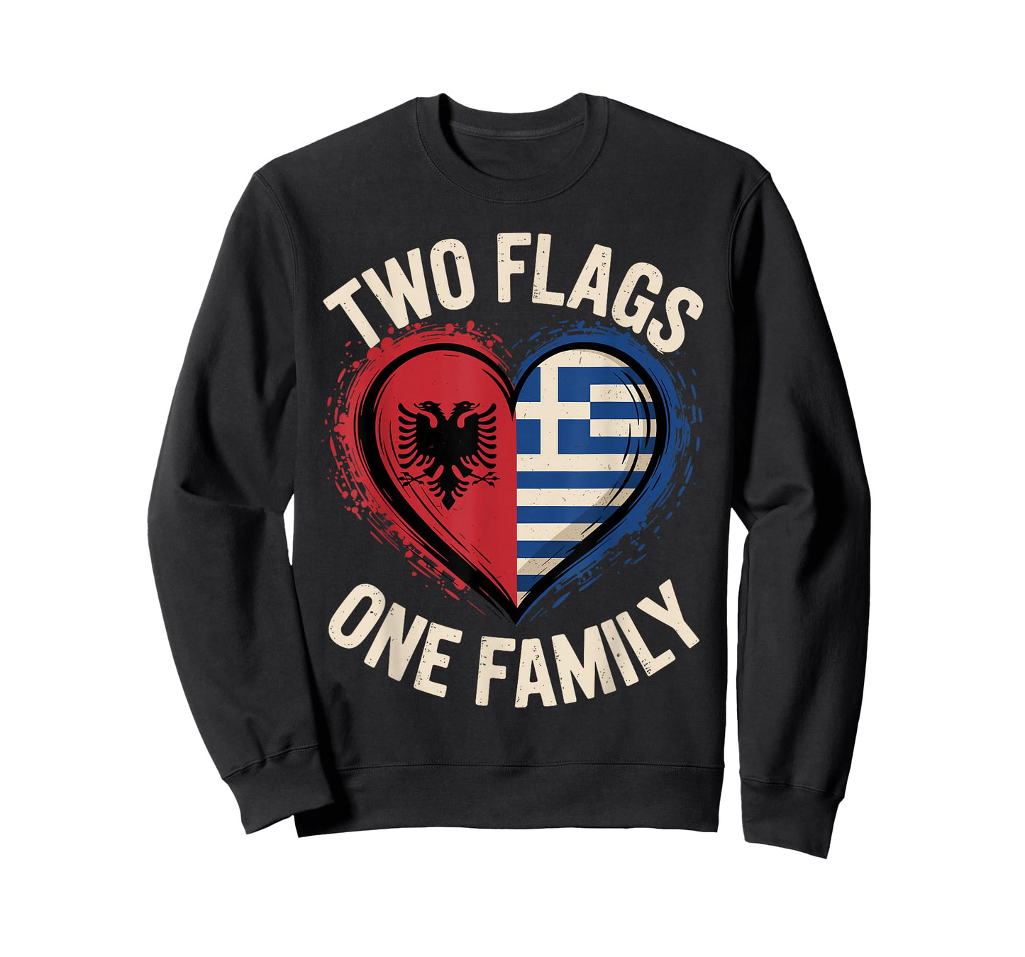 Two Flags One Family Albanian Greek Roots Greece Albania T-Shirt