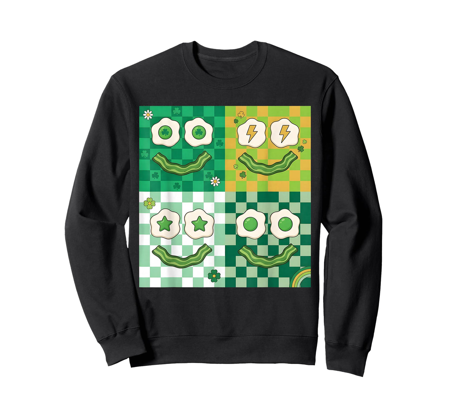 Green Smile Face Eggs and Bacon Ham Breakfast St Patricks T-Shirt