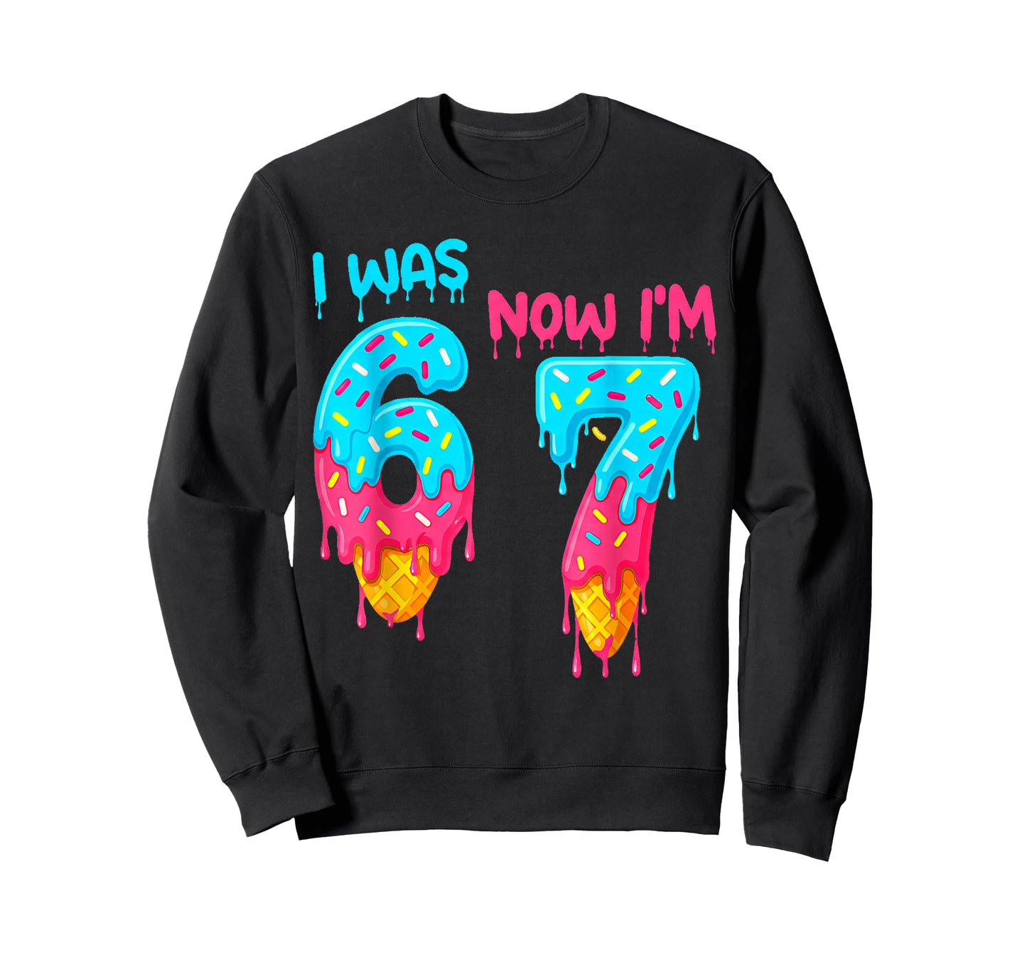 I was 6 Now I'm 7 Funny 7th Birthday Kids Ice Cream Drip T-Shirt