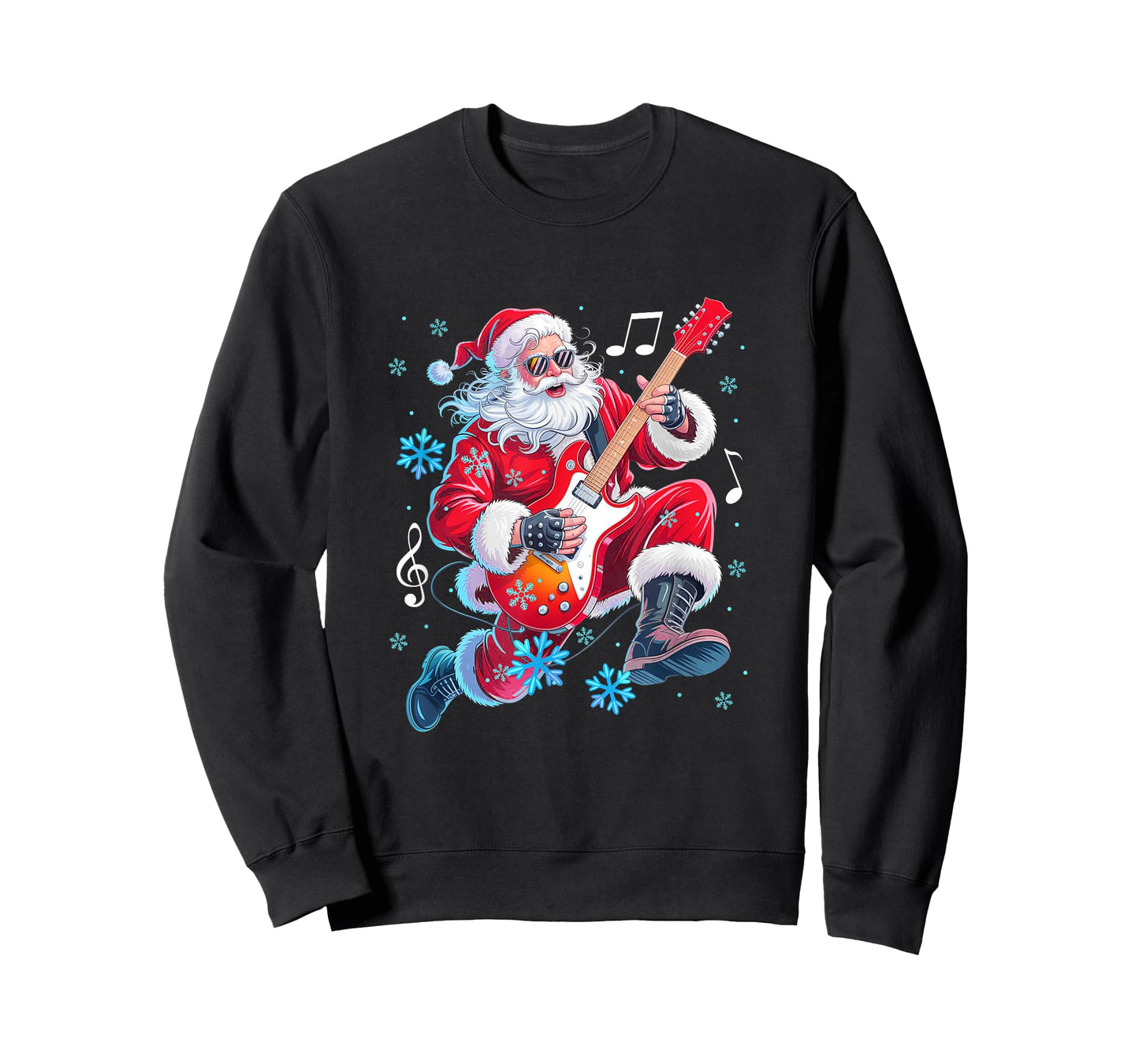 Christmas Santa Playing Guitar Rock Lover Guitarist Player T-Shirt