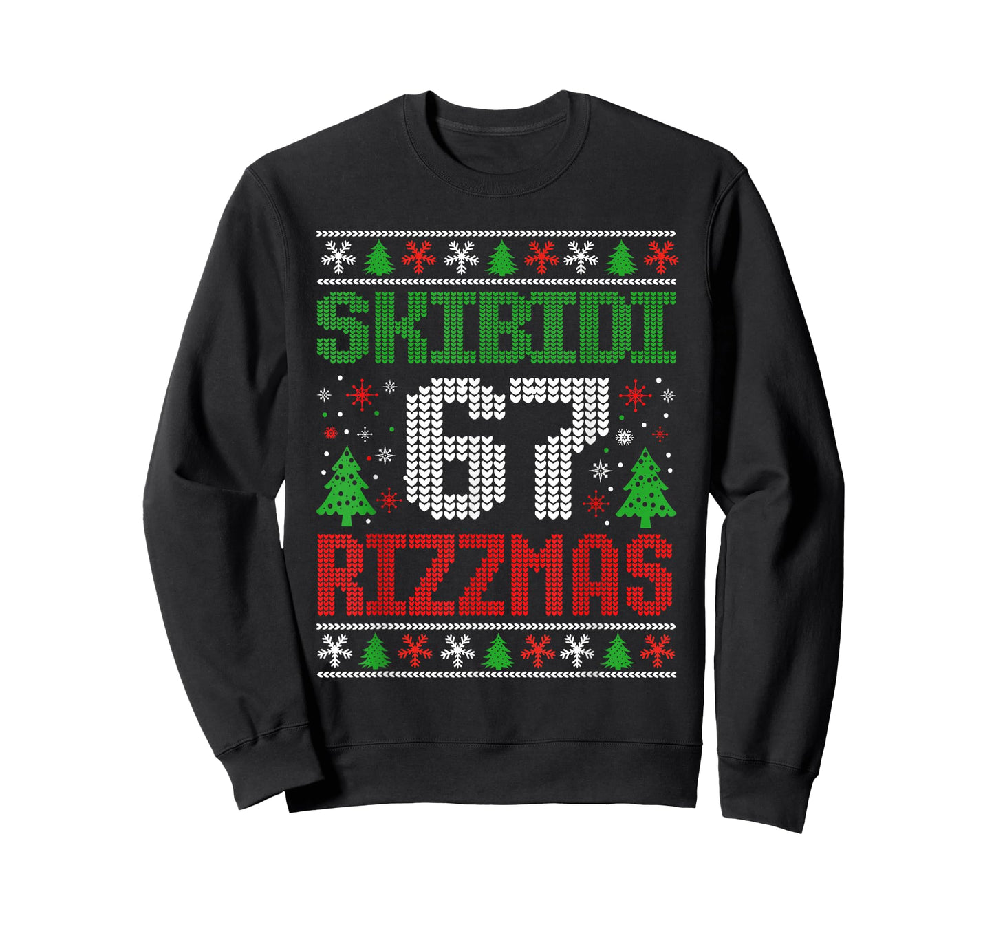 Skibidi Six Seven Rizzmas Funny Meme 67 Ugly Christmas T-Shirt