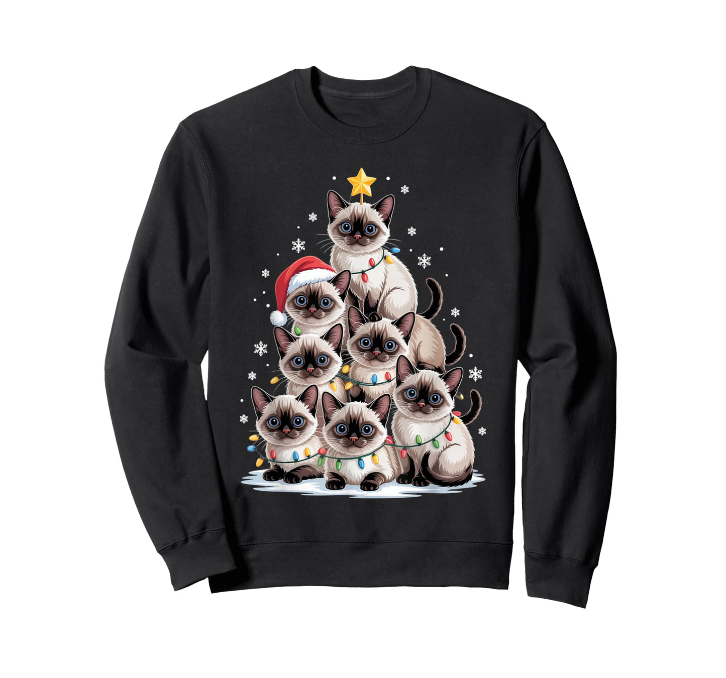 Christmas Siamese Cat Pet Xmas Santa Hat T-Shirt