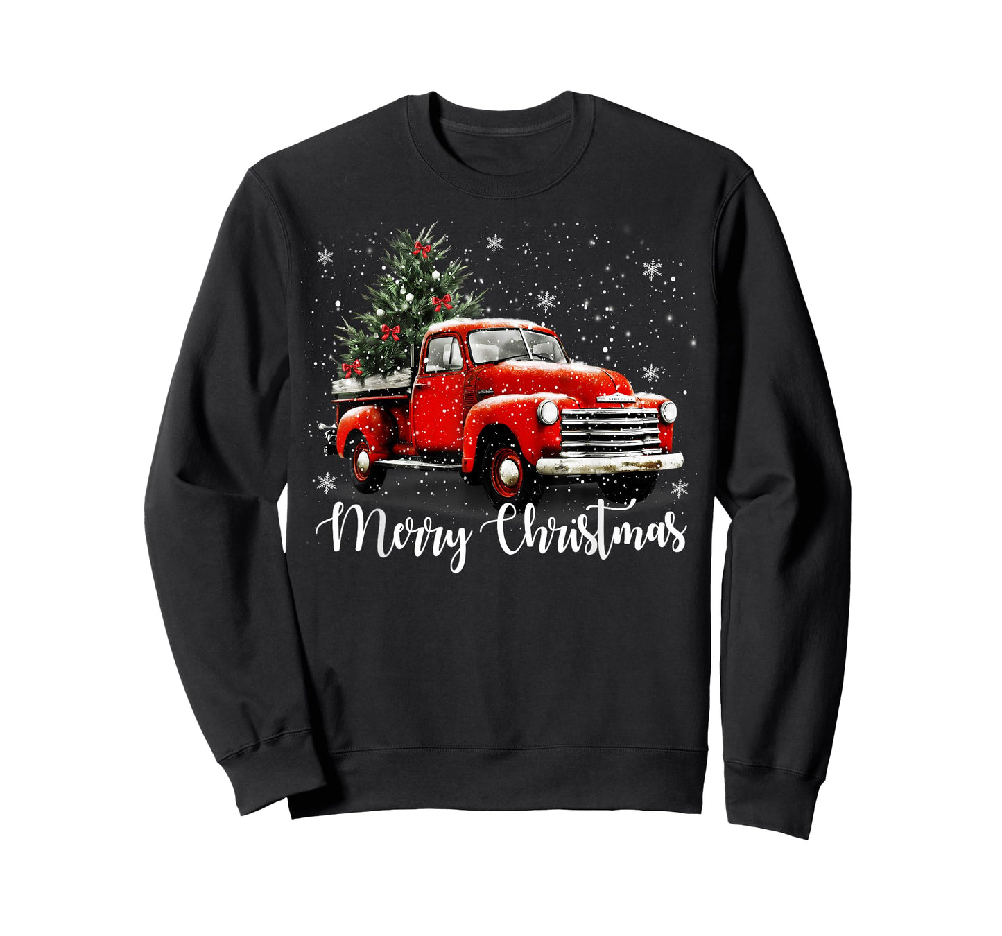 Vintage Merry Christmas Red Truck Xmas Tree Family Pajamas T-Shirt