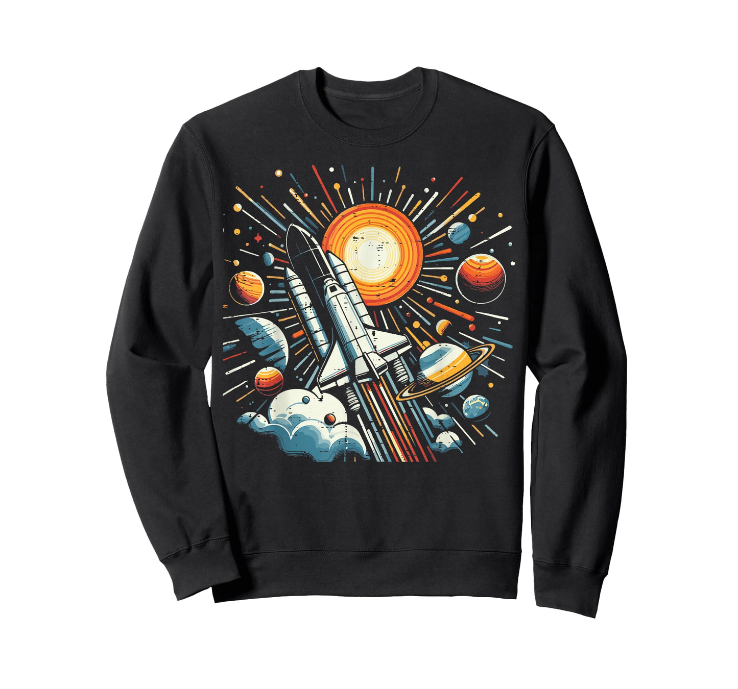 Space Shuttle Sun Planets Rocket Galaxy Boys Kids Men Women T-Shirt