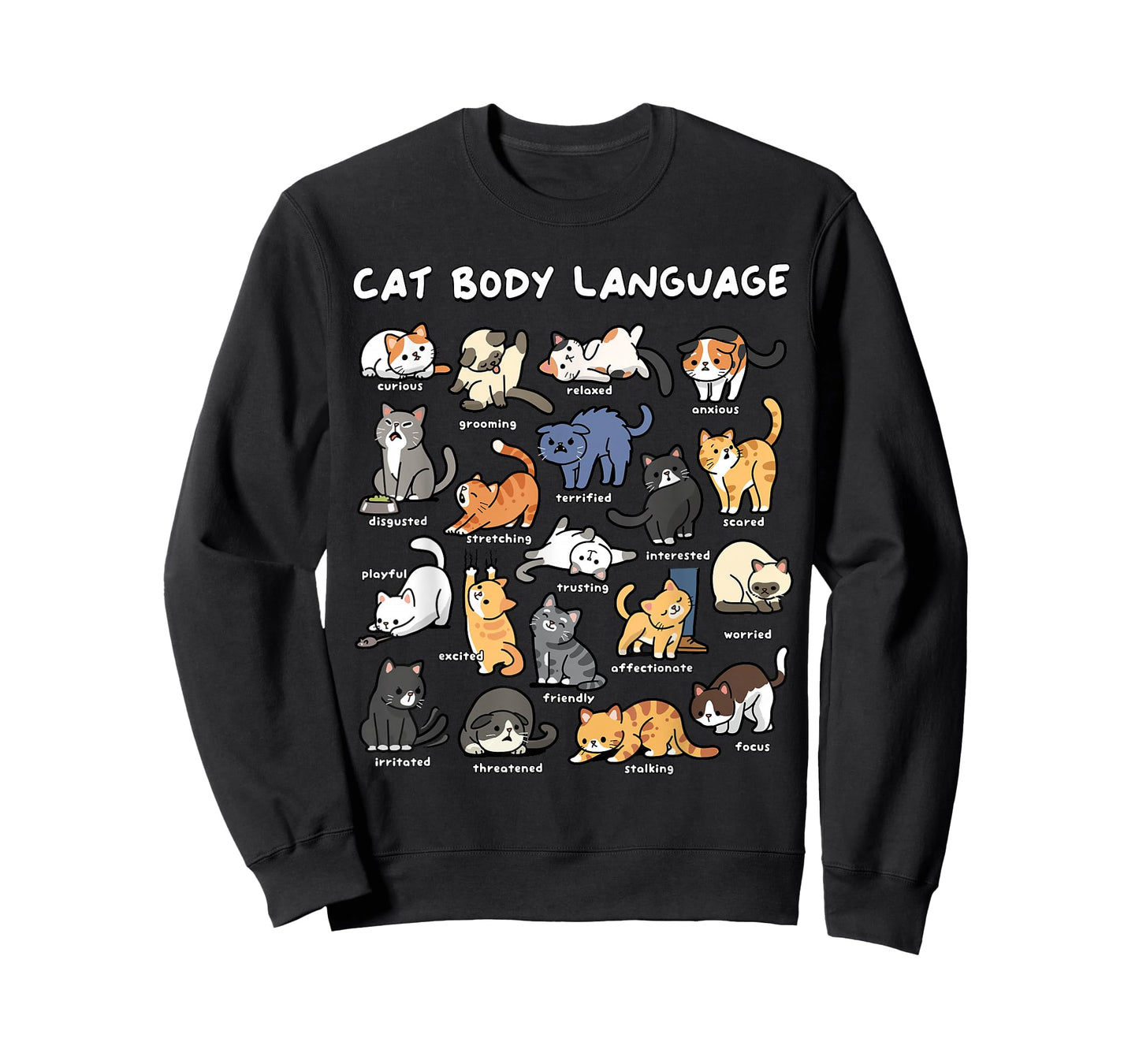 Cat Body Language Cute Cat Lover Kawaii T-Shirt