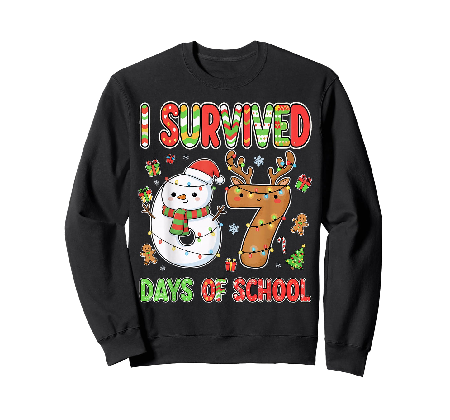 I Survived 67 Days of School Christmas Meme Funny Six Seven T-Shirt