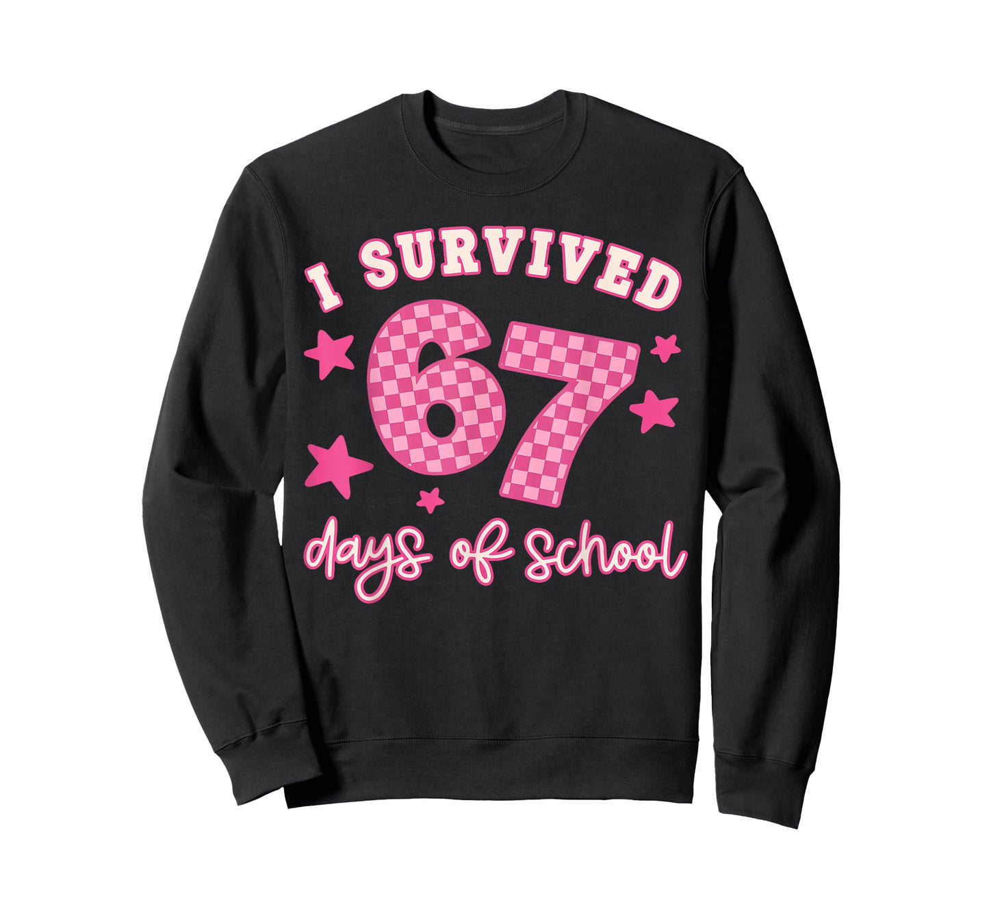 I Survived 67 Days of School Pink Checker Style T-Shirt
