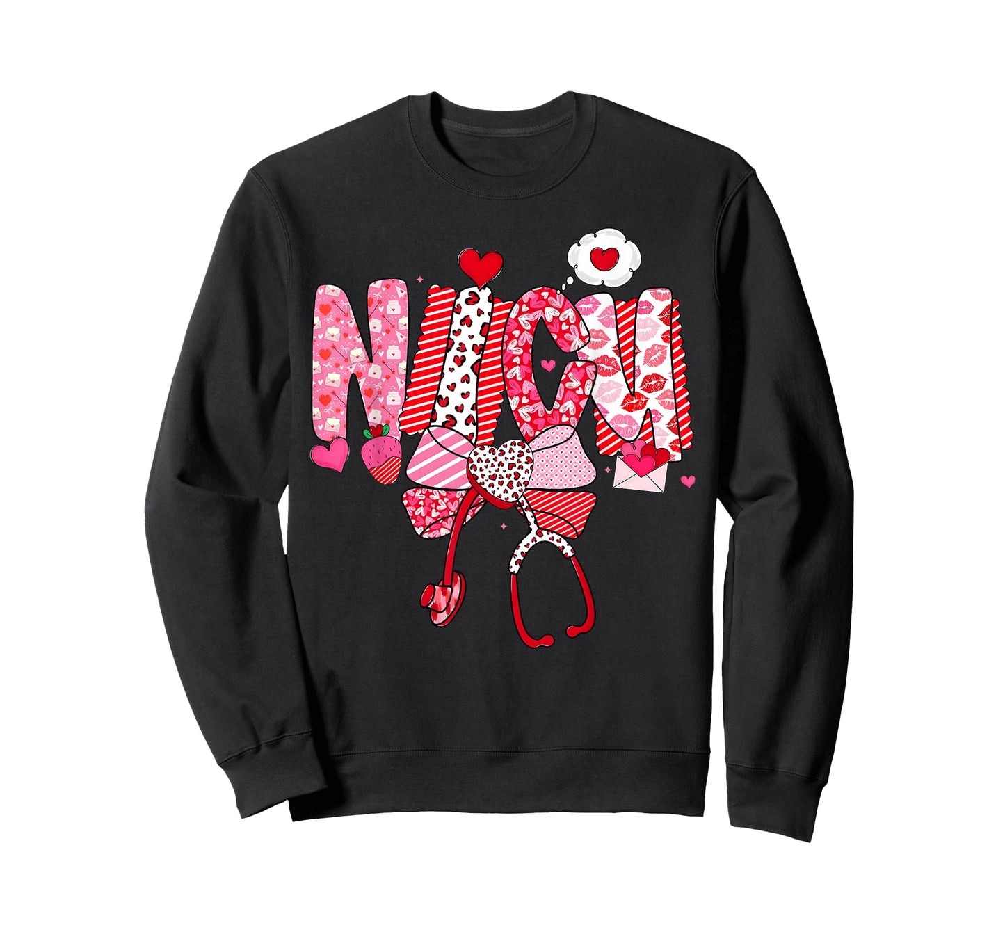 Happy Valentine NICU Nurse Coquette Bow Heart Girl Women T-Shirt