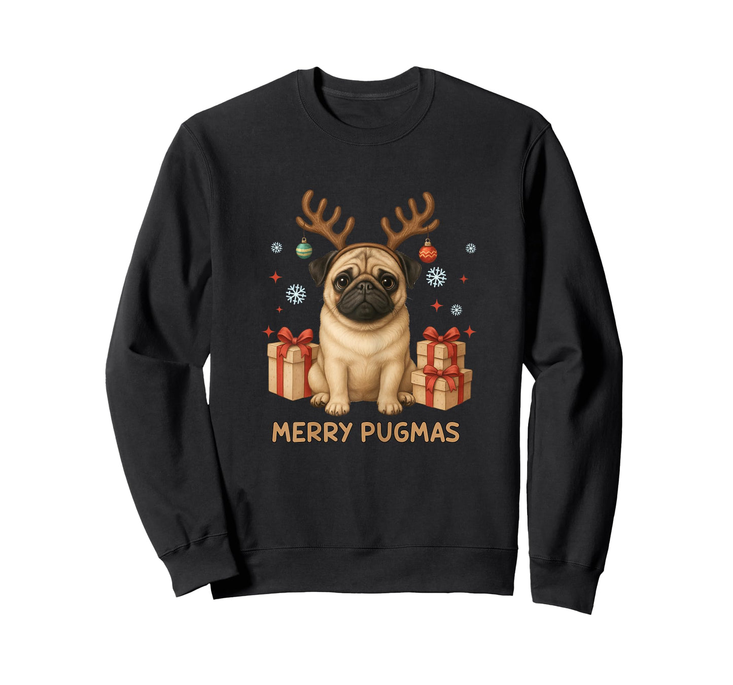 Merry Pugmas Shirt for Woman Pug Lovers Fanny Christmas Pug T-Shirt