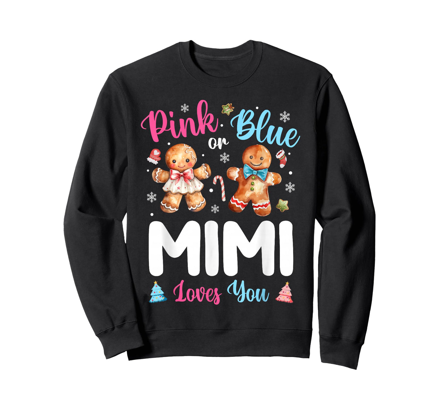 Pink or Blue Mimi Loves You Gender Reveal Christmas T-Shirt