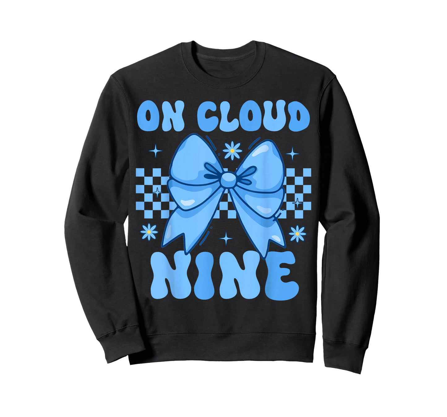 On Cloud Nine Bday 9th Birthday Girl Coquette Bow Blue T-Shirt