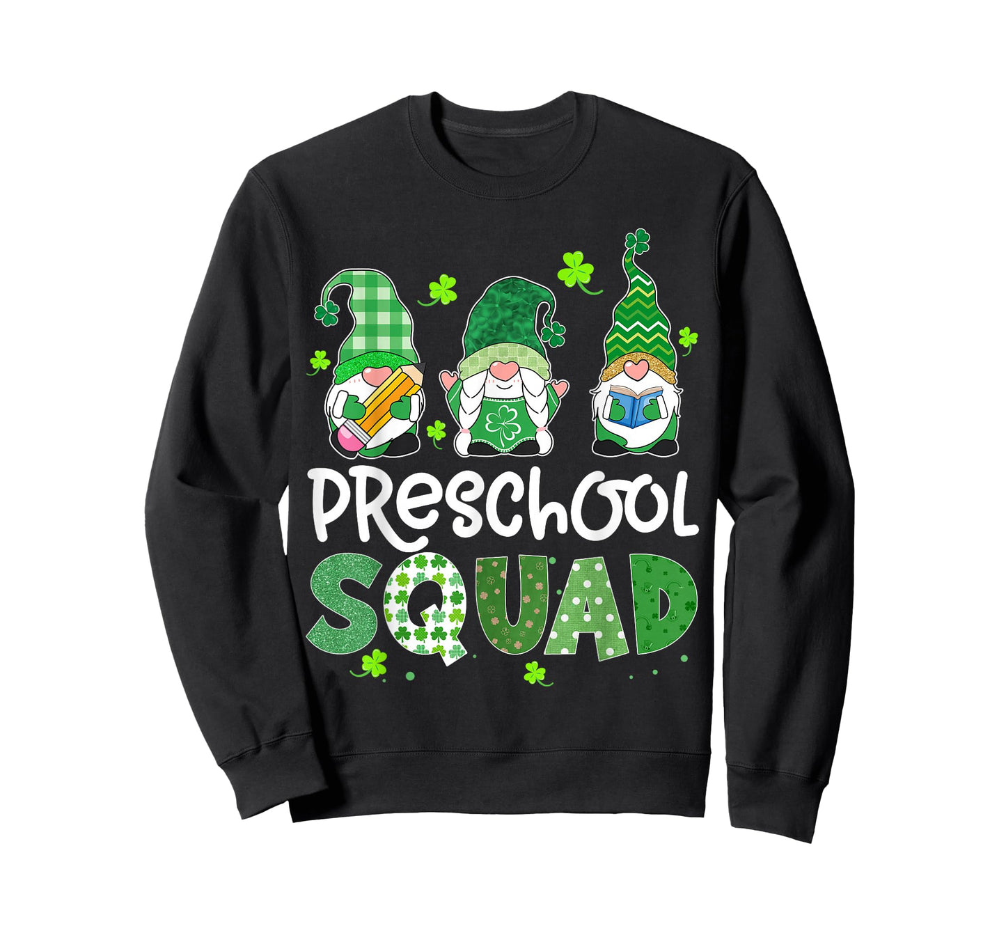Preschool Squad Gnome Teacher Lucky Shamrock St Patricks Day T-Shirt