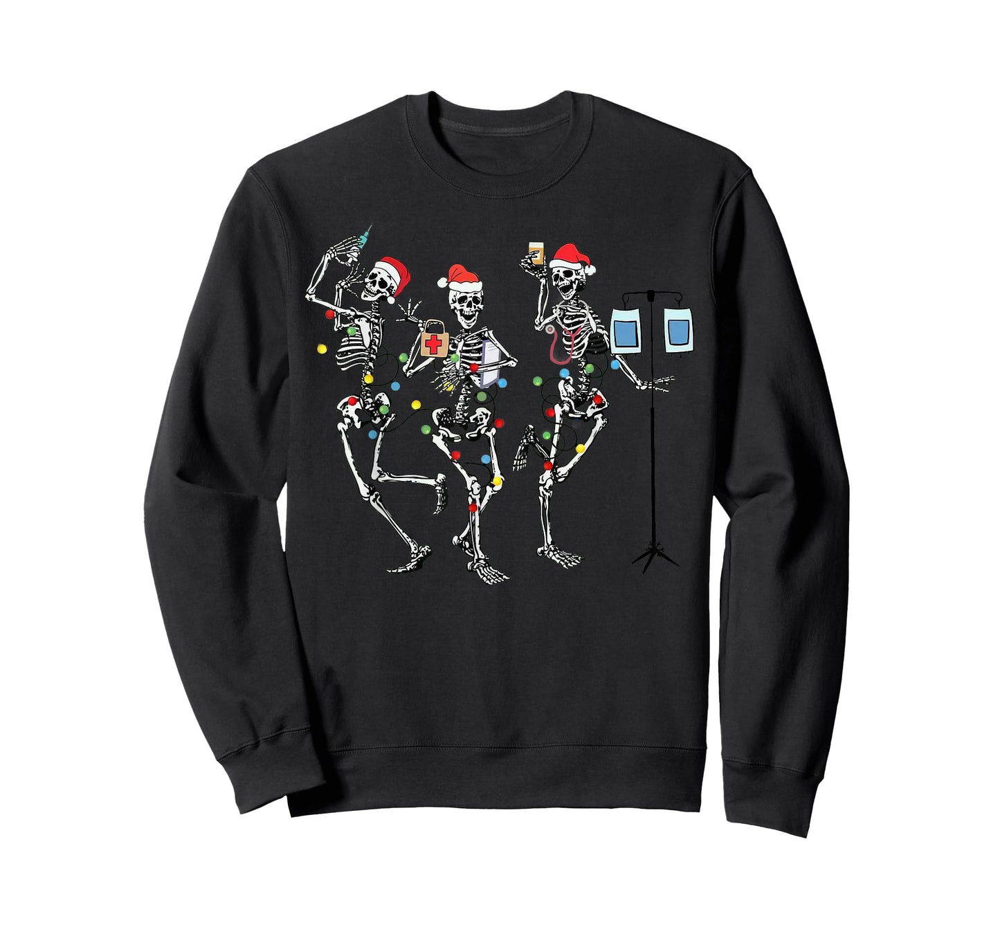 Funny Christmas Nurse Skeleton Nurse Dance Stethoscope Tree T-Shirt