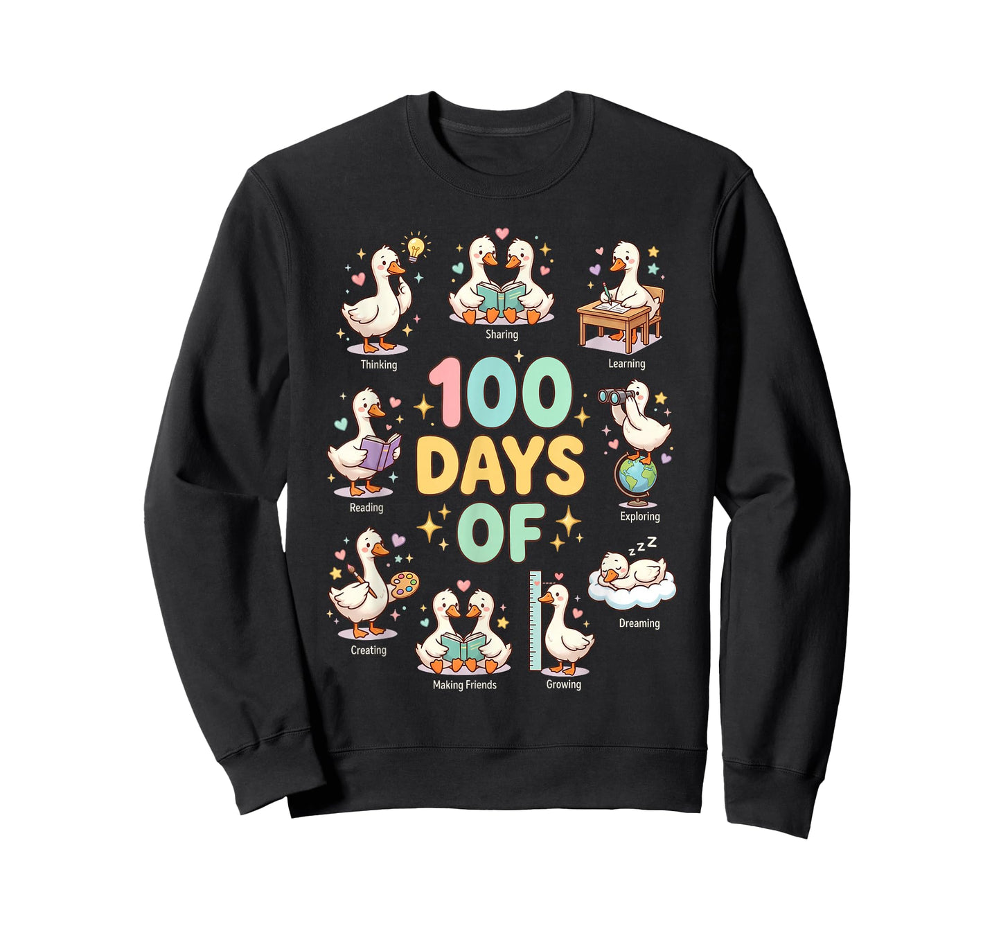 100 Days of School Cute Goose Teacher Classroom Humor T-Shirt