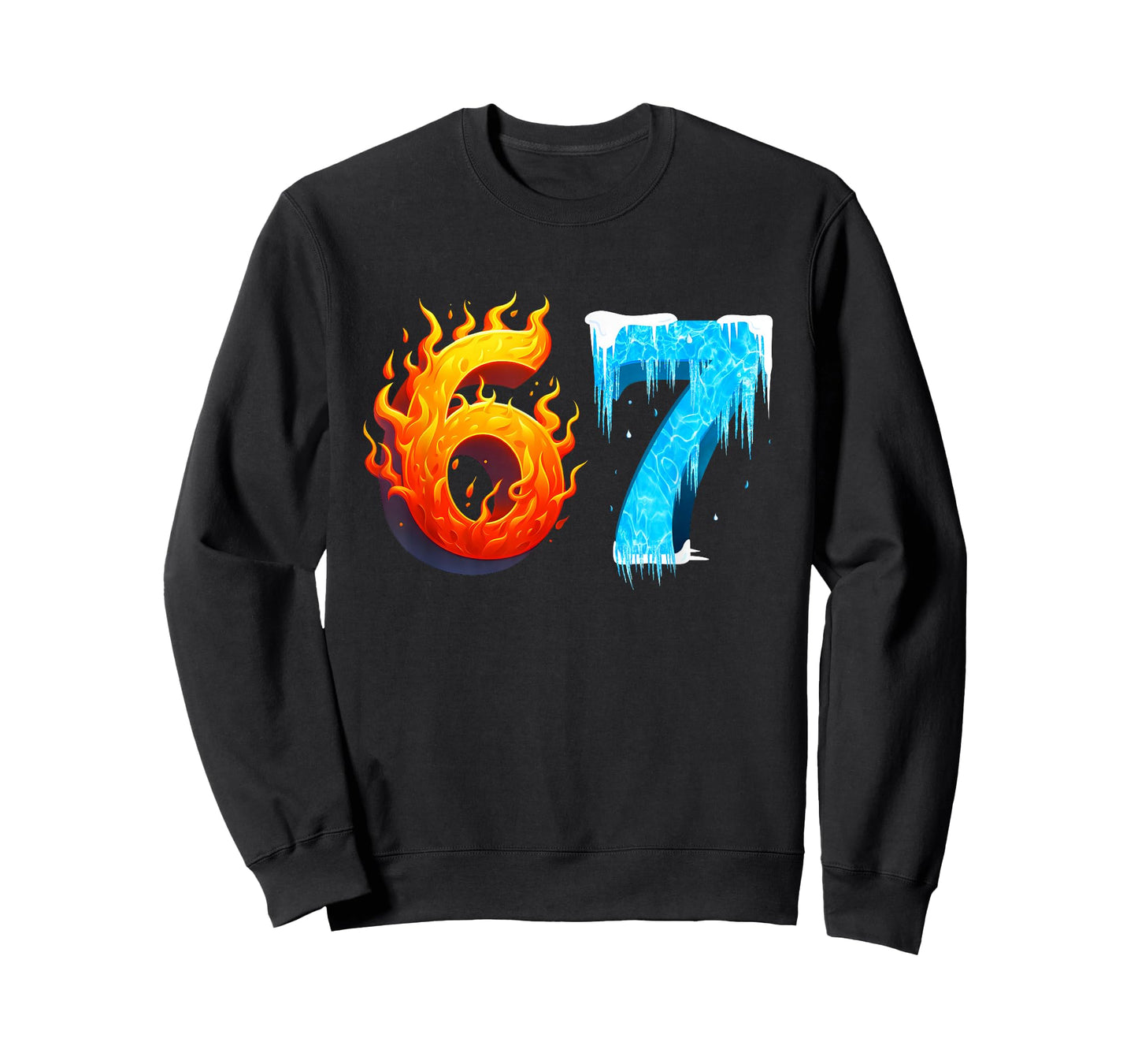 67 Six Seven 6-7 Flaming Ice – Funny Teen Kids Brainrot Meme T-Shirt
