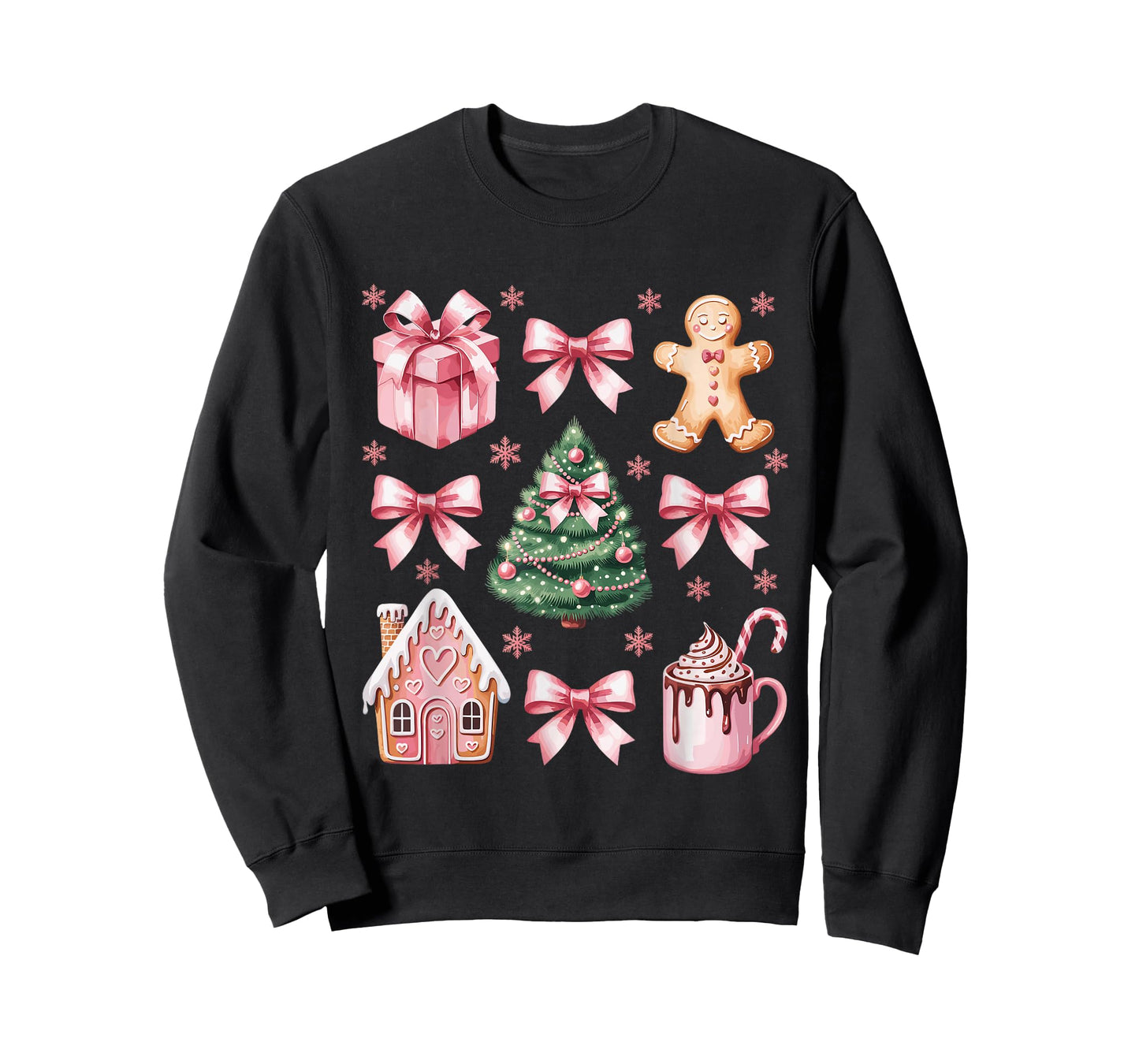 Christmas Coquette Bow Pink Gingerbread Xmas Women Girls T-Shirt