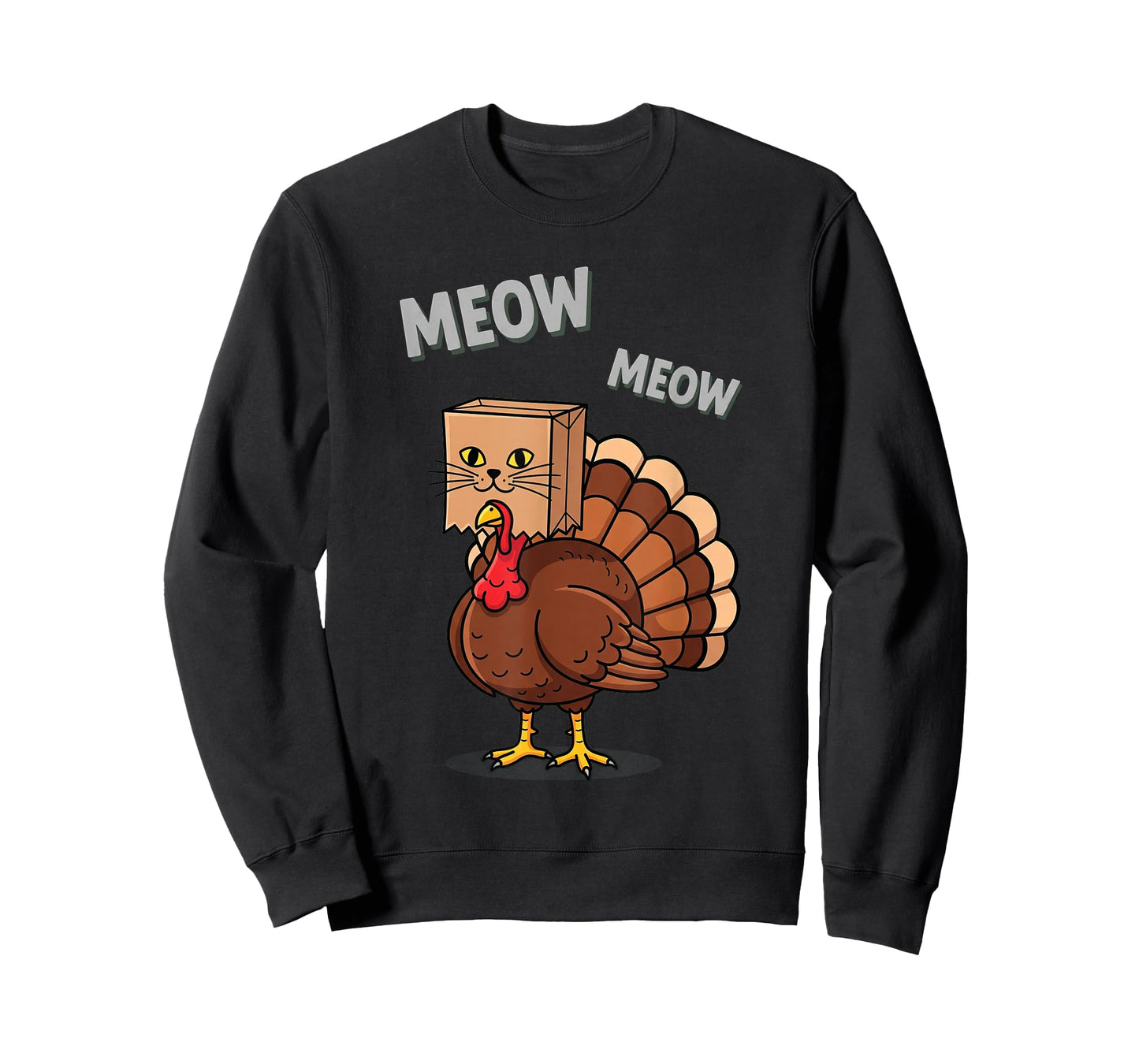 Thanksgiving Turkey Cat Meow Funny Men Women Thanksgiving T-Shirt