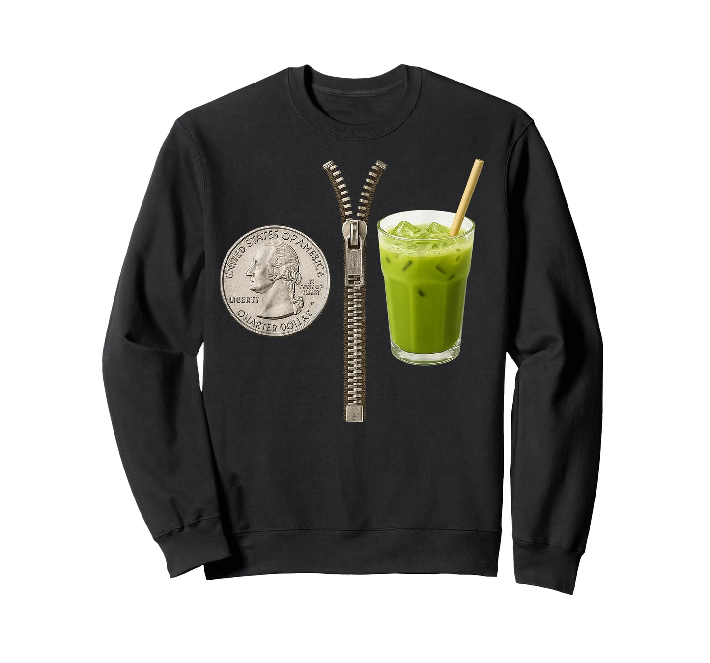 Quarter Zips and Matcha Funny Meme Saying Design T-Shirt