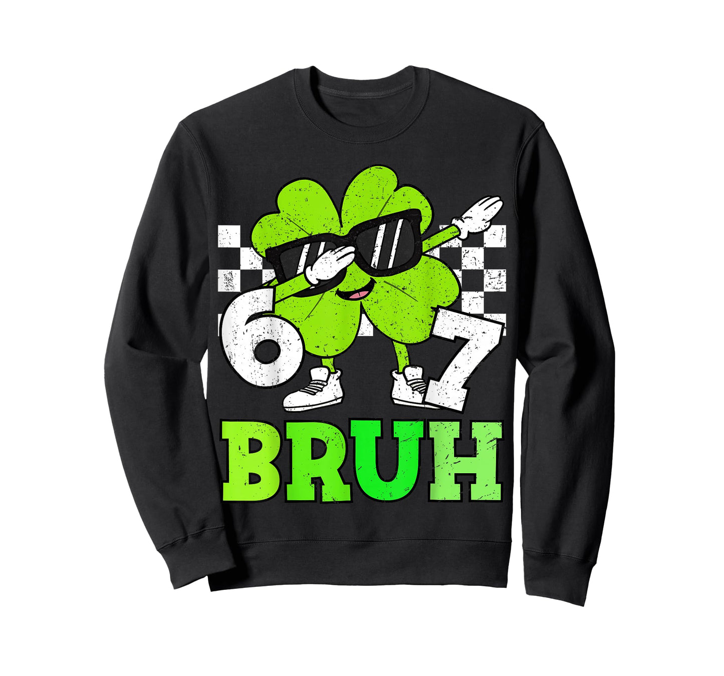 Boys St Patricks Day 67 Bruh Dabbing Shamrock Clover Kids T-Shirt