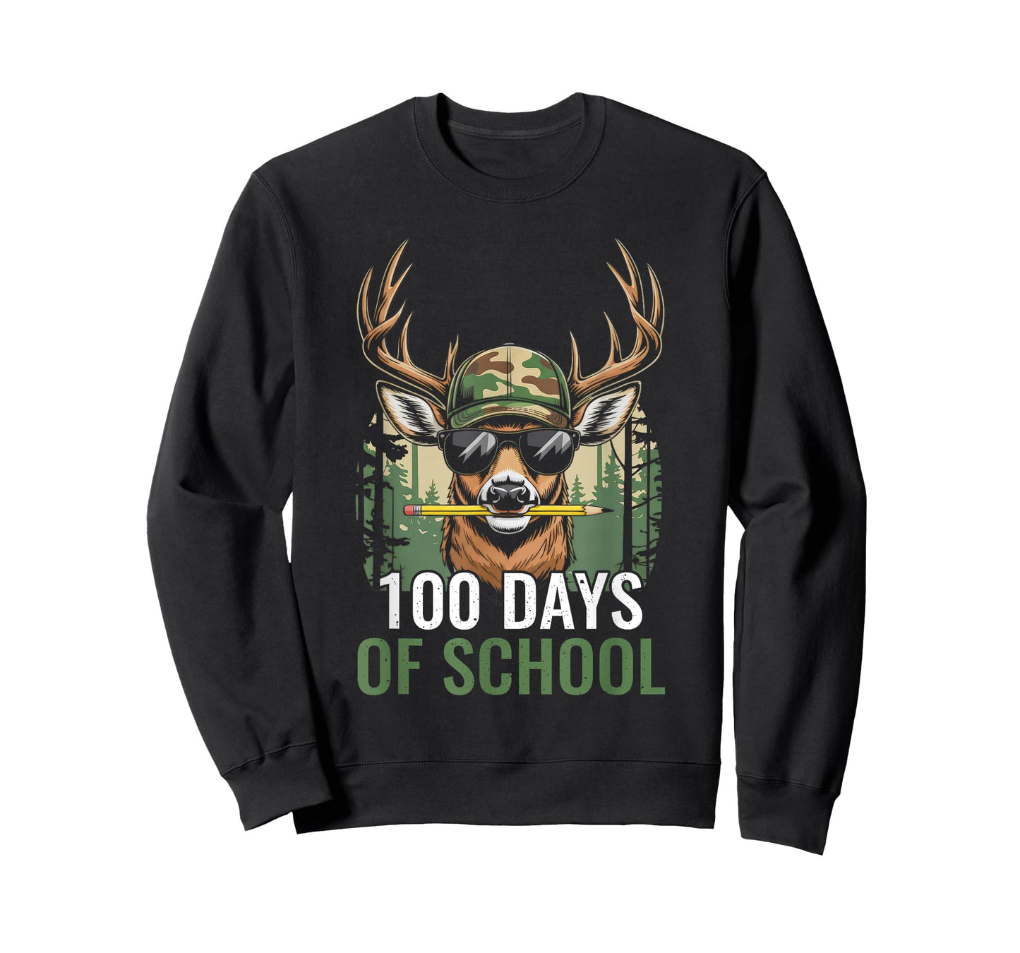 100 Days of School Deer Hunting Deer Camo Kids Boys Mens T-Shirt