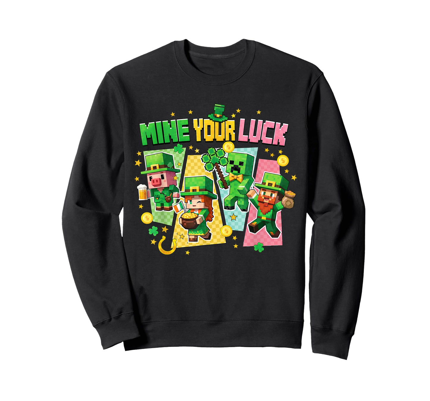 St Patricks Day Pixel Video Games Funny Boy Men Kids T-Shirt