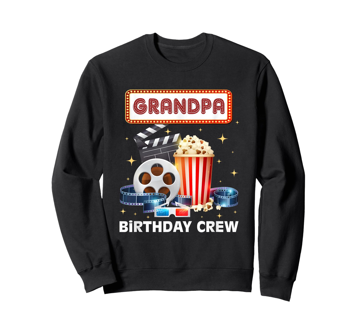 Grandpa Birthday Crew Movie Night Theme Matching Party T-Shirt