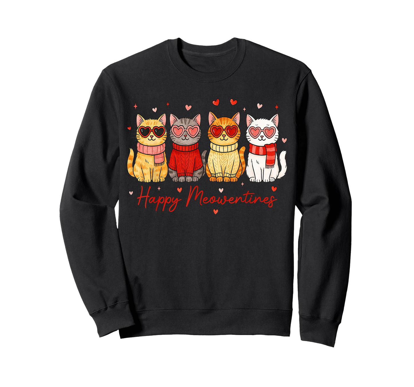 Happy Meowentines Cute Cat Valentine Funny Hearts Women Girl T-Shirt