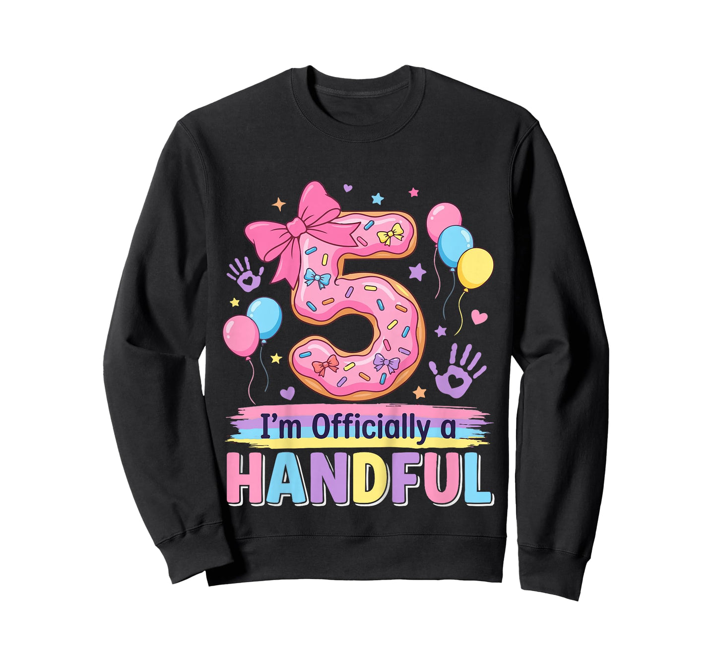 Kids Officially A Handful 5th Birthday Shirt Girl Boy Five 5 Year T-Shirt