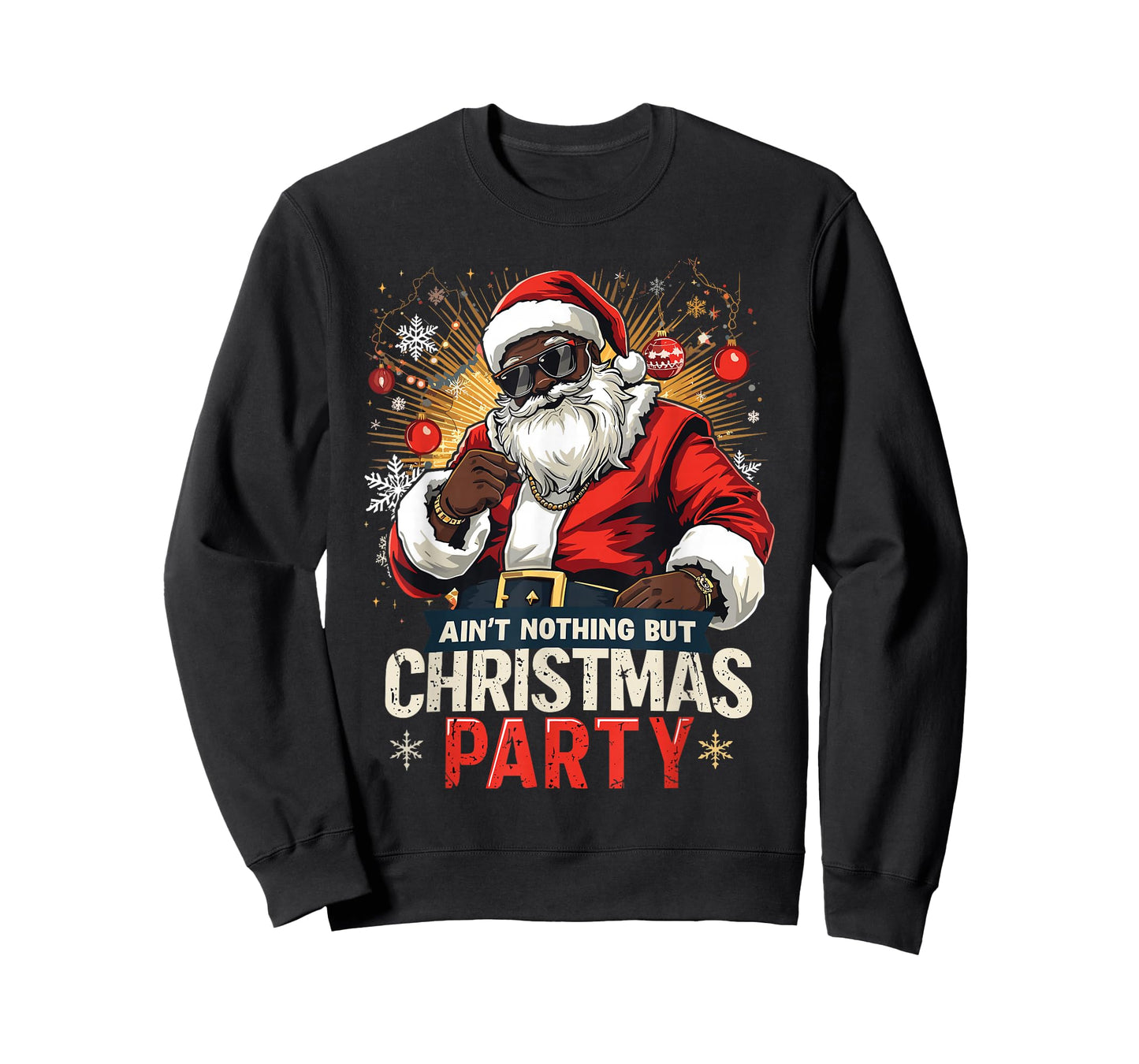 African American Santa Claus Christmas Xmas Pajama Party T-Shirt