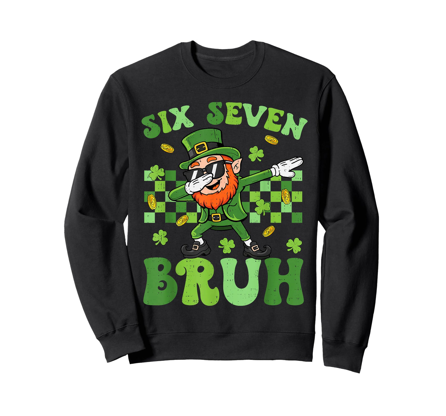 Six Seven Bruh 67 St Patricks Day Boys Kids Dab Leprechaun T-Shirt