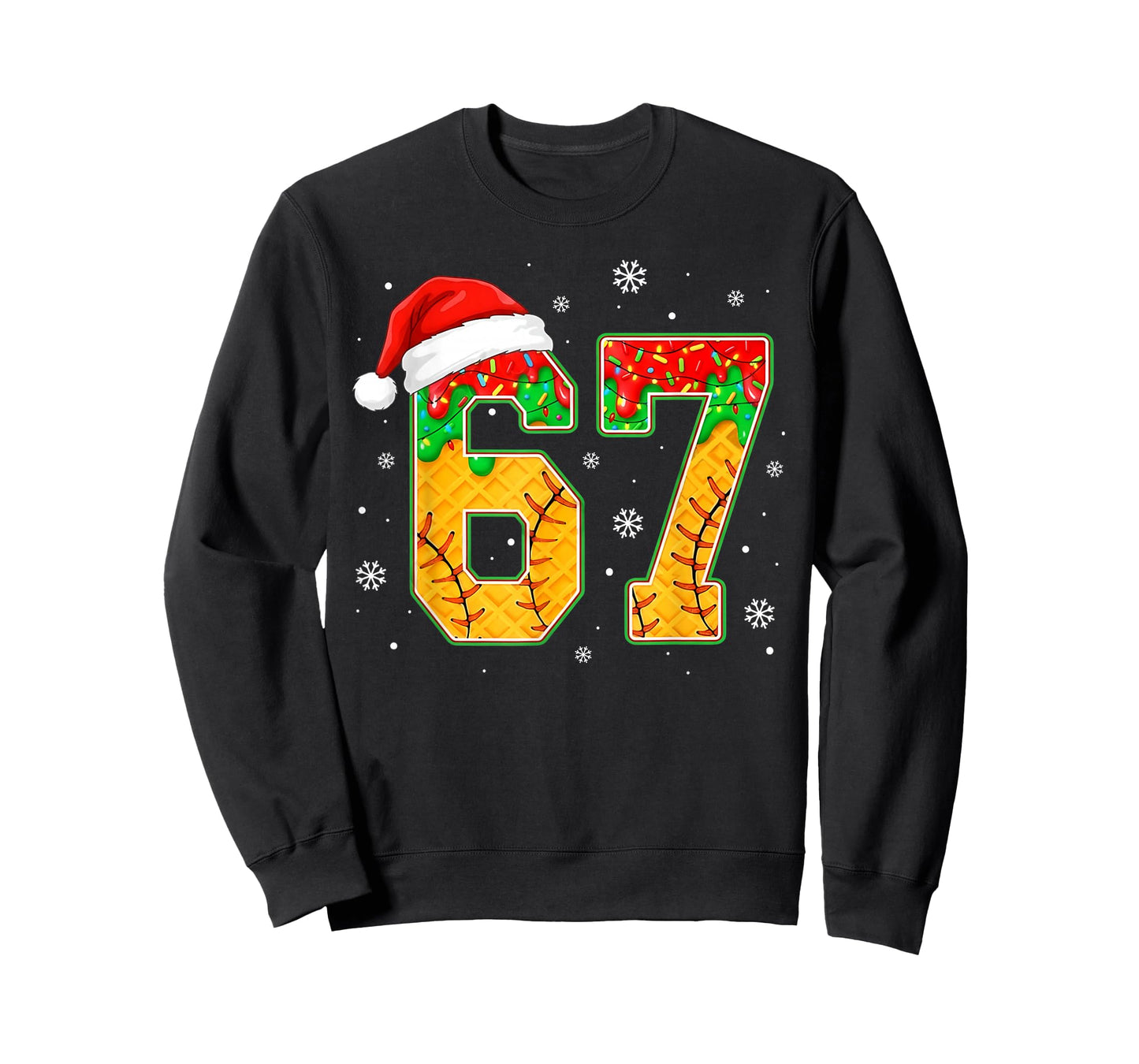 Funny Meme 67 Christmas Baseball Ice Cream Men Boy Xmas T-Shirt