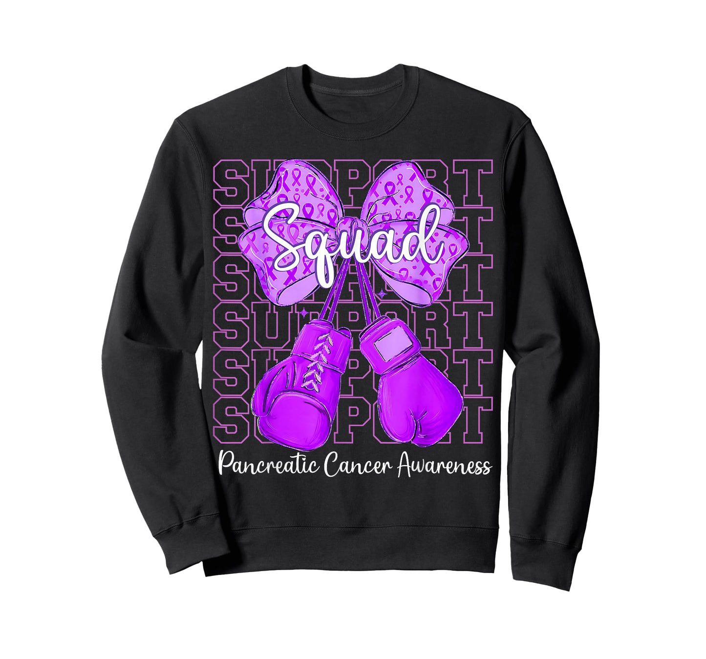 Support Squad Coquette Purple Fight Pancreatic Awareness T-Shirt