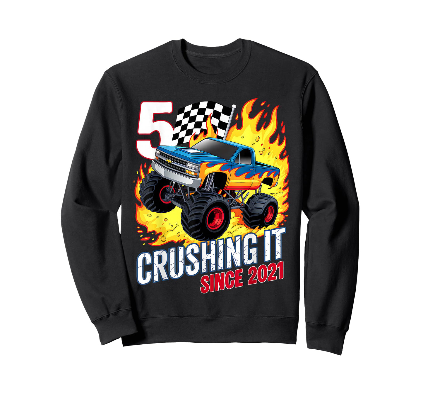 Birthday Monster Truck 5 Year Old Boys 5th Party Born 2021 T-Shirt