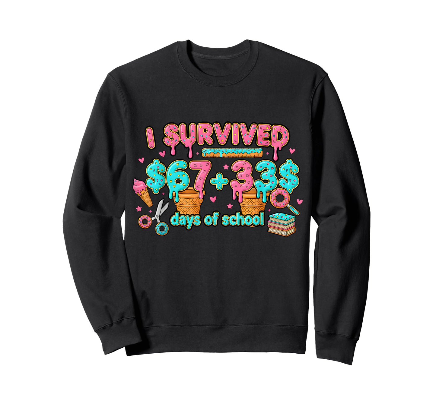 I Survived 67 + 33 Day of School Meme 67 Six Seven Teacher T-Shirt