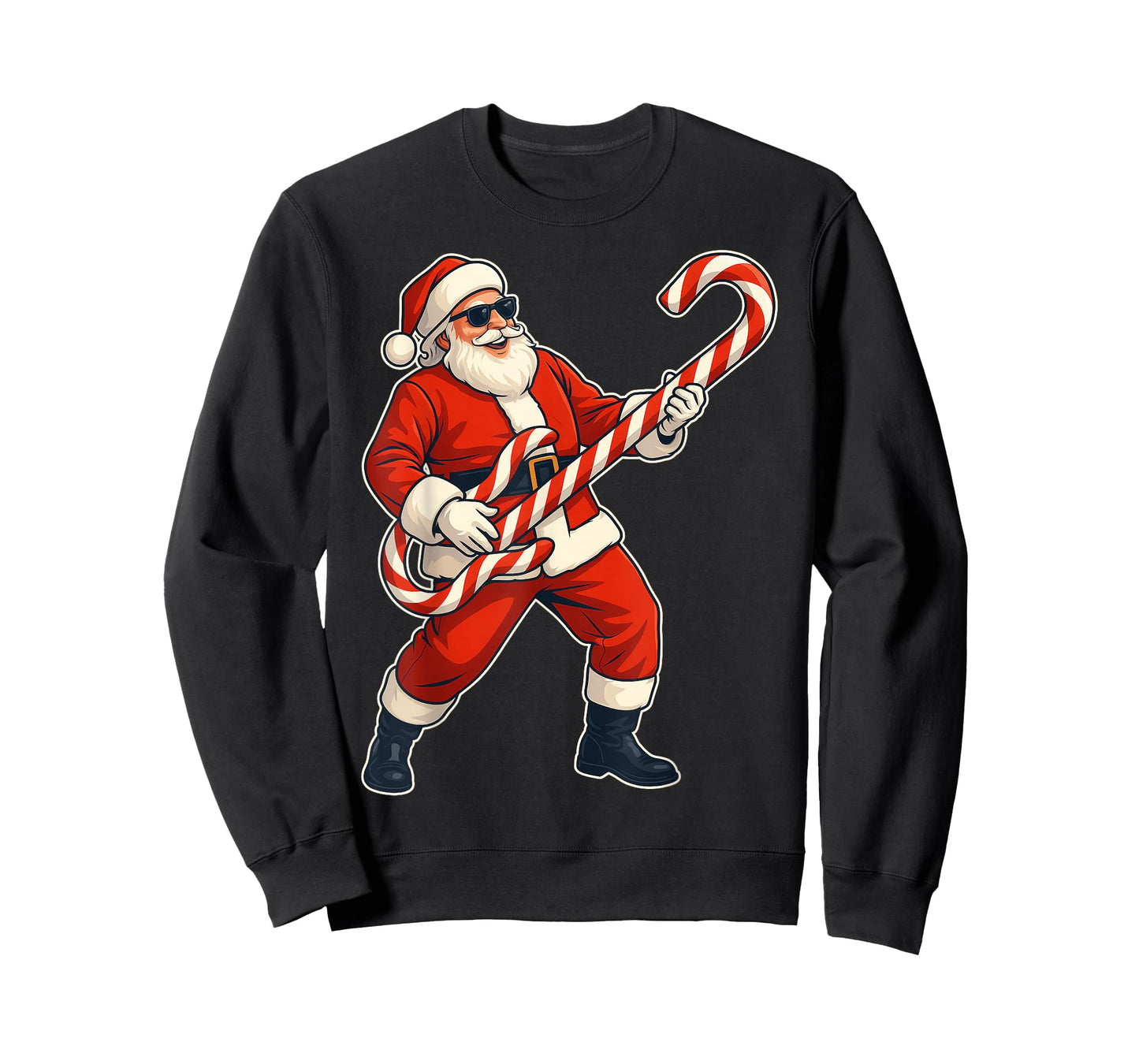 Santa Guitar Funny Santa Claus Playing Candy Cane Guitar T-Shirt