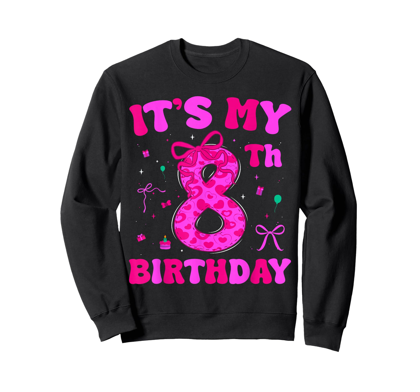 It's My 8th Birthday Coquette Bow 8th Birthday Girls T-Shirt
