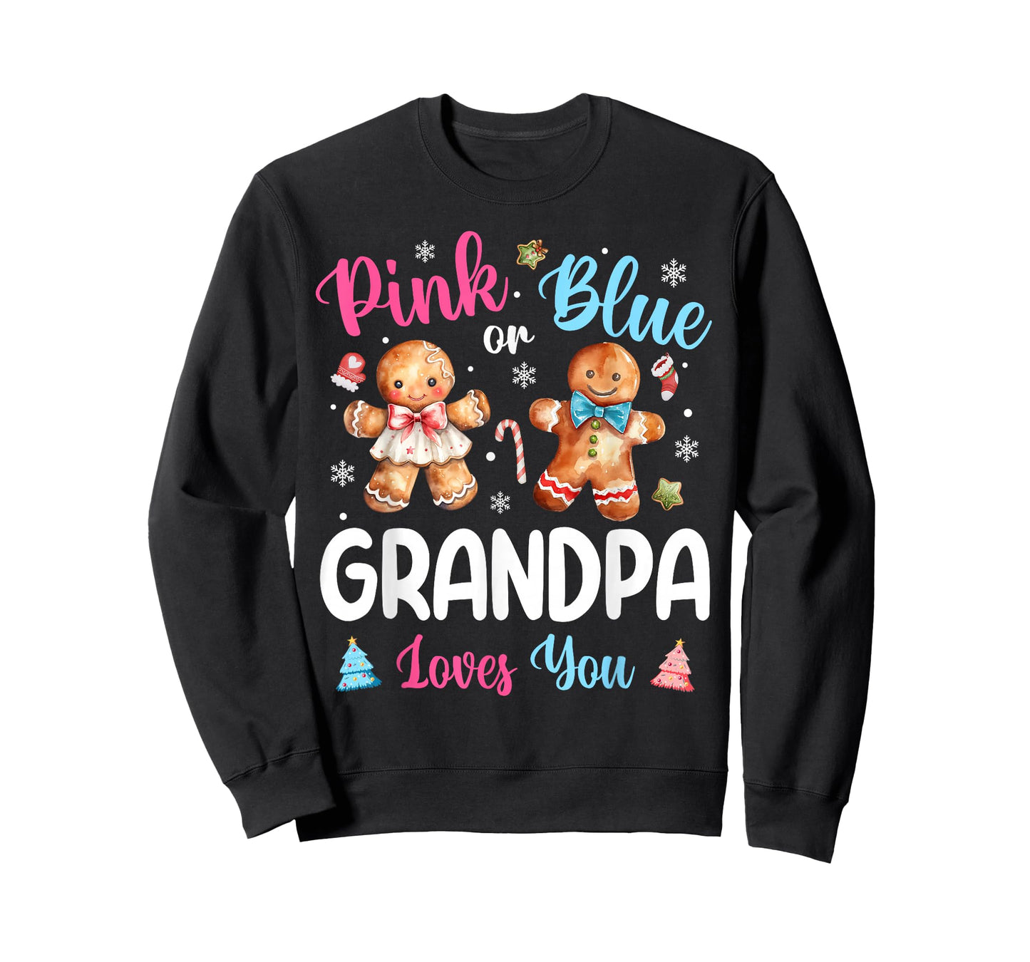 Pink or Blue Grandpa Loves You Gender Reveal Christmas T-Shirt