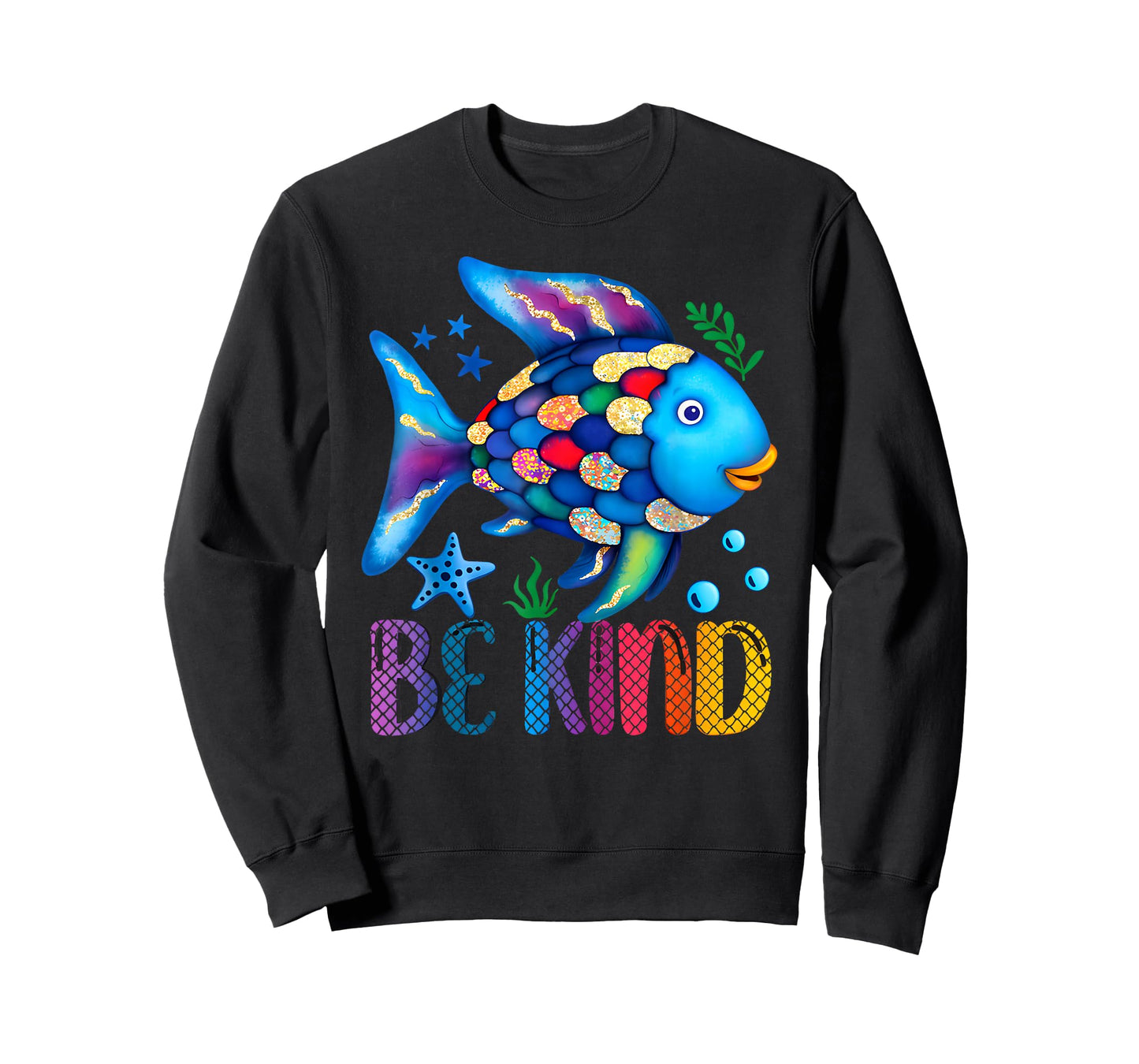 Kids Be Kind Rainbow Scale Fish Teacher Reading Book Toddler T-Shirt