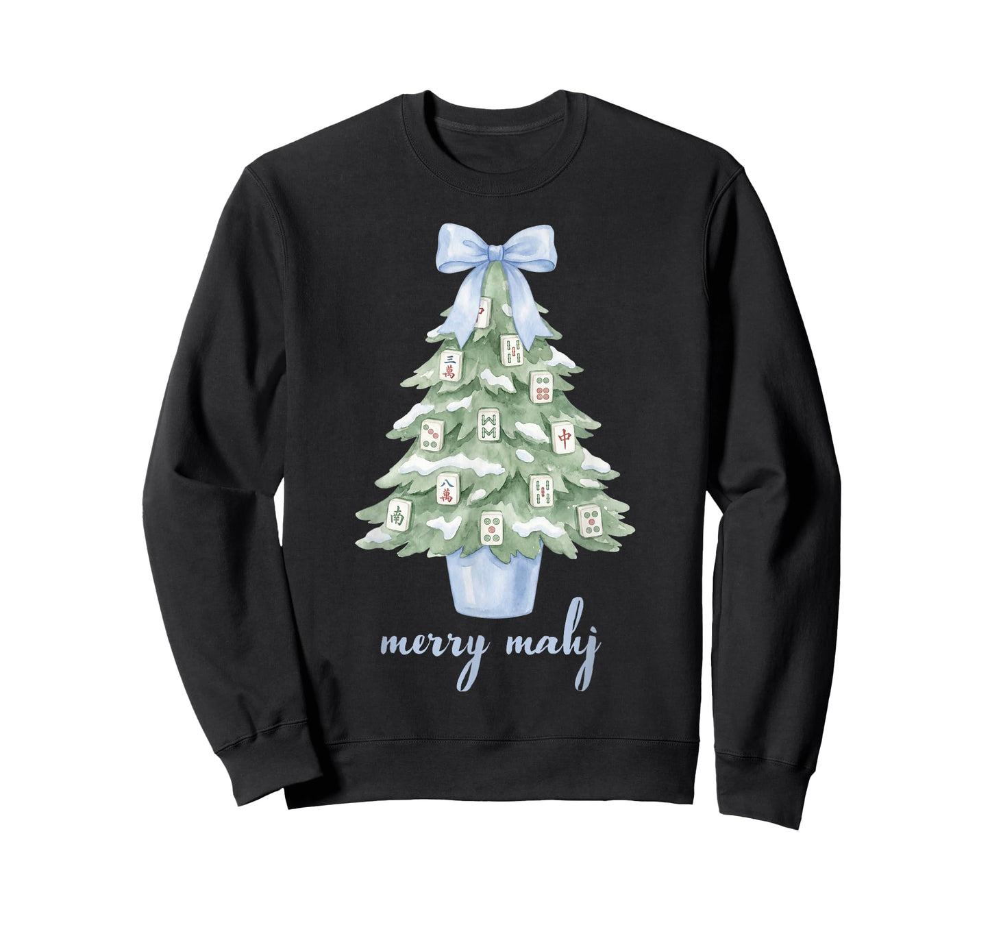 Merry Mahjong Christmas Tree Preppy Chinoiserie Mahj Party T-Shirt