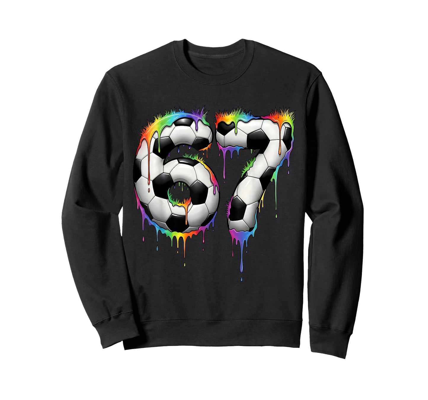 Soccer 67 Six Seven Funny Gen Alpha Meme Rainbow Drip T-Shirt